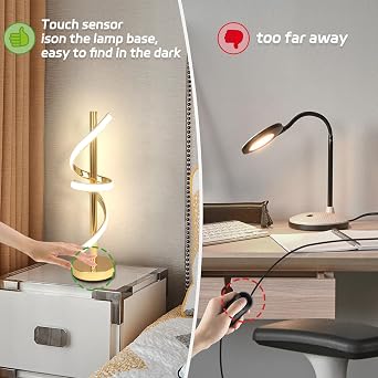 EIDISUNY LED Spiral Table Lamp, Gold, TL-003GD-3D
