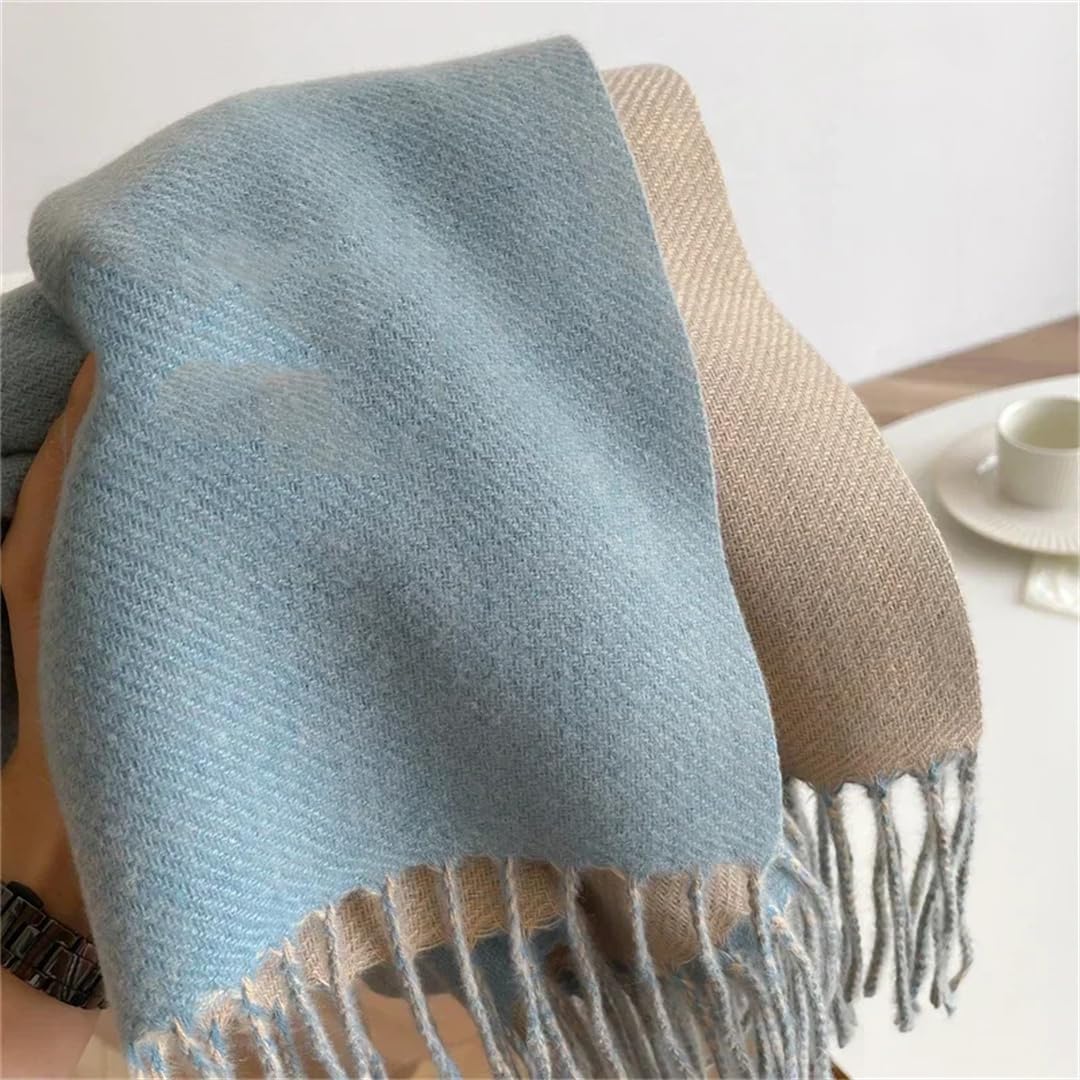 Bufanda cálida de cachemira de invierno para mujer, color sólido, doble cara, pañuelo, envolturas de punto