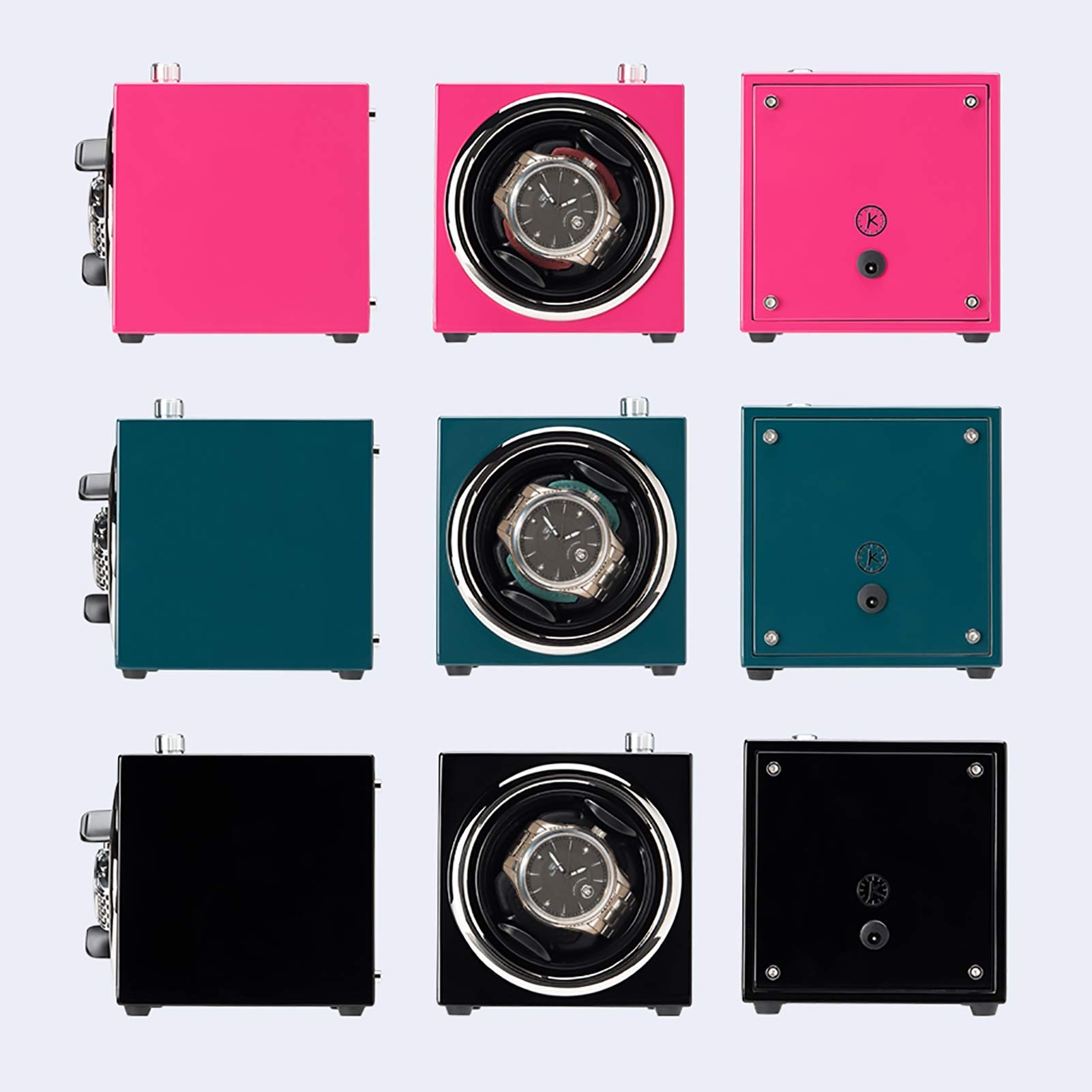 Mini Reloj de 1 Ranura, agitador, Rosa, Azul, Negro, Relojes mecánicos, Soporte de exhibición de bobinado automático, portátil para el hogar (Caja de exhibición de Reloj)