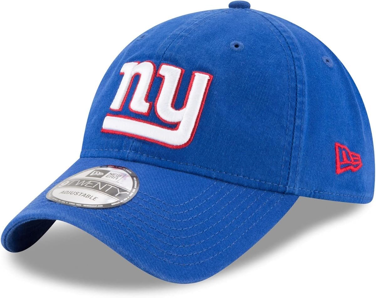 New Era NFL Core Classic 9TWENTY Team Color Adjustable Hat Cap One Size Fits All, New York Giants Blue, One Size