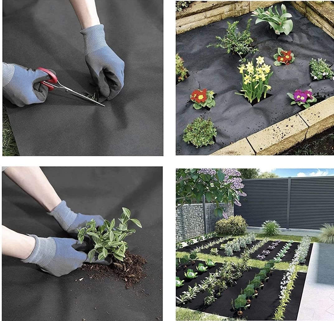 ADEPTNA Pack of 3 Strong and Durable Weed Control Fabric Membrane Garden Landscape Ground Cover Sheet - Each Fabric Size 1.5m x 1.5m