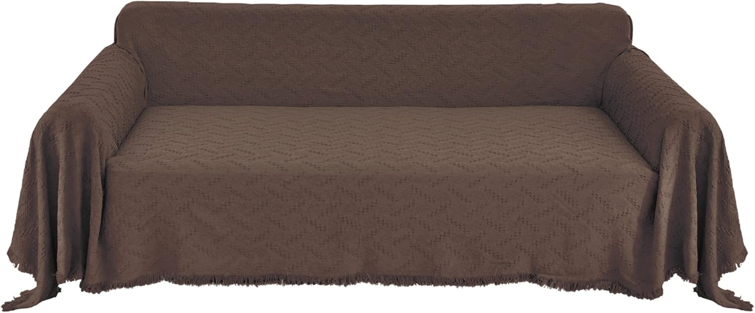 Funda de sofá de algodón para 2 cojines, protector seccional lavable para perros, tejido geométrico jacquard (71 x 102 pulgadas, sofá biplaza,