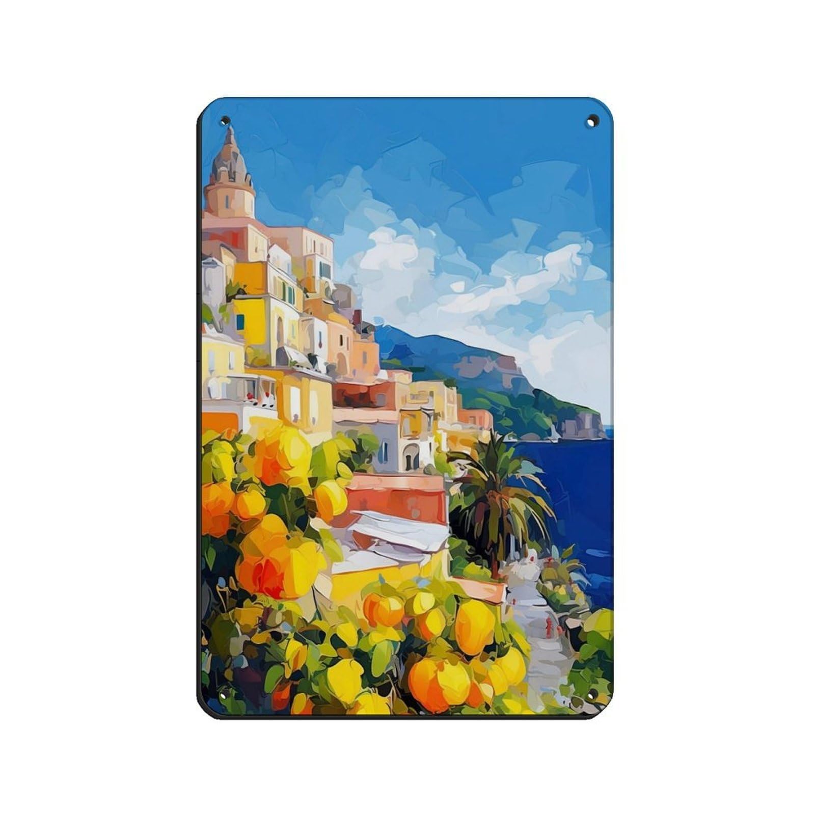 Poster Italie Sorrente en métal pour déco café, bar et cuisine rétro