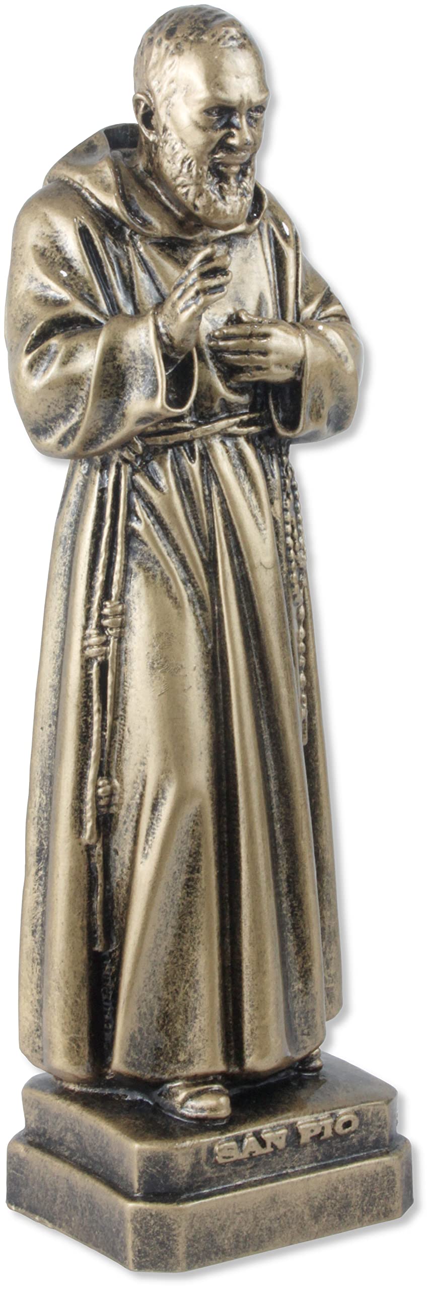 Proposte Religiose Statue St. Pio von Pietrelcina aus Kunstharz, 30 cm, bronzefarben, hergestellt in Italien
