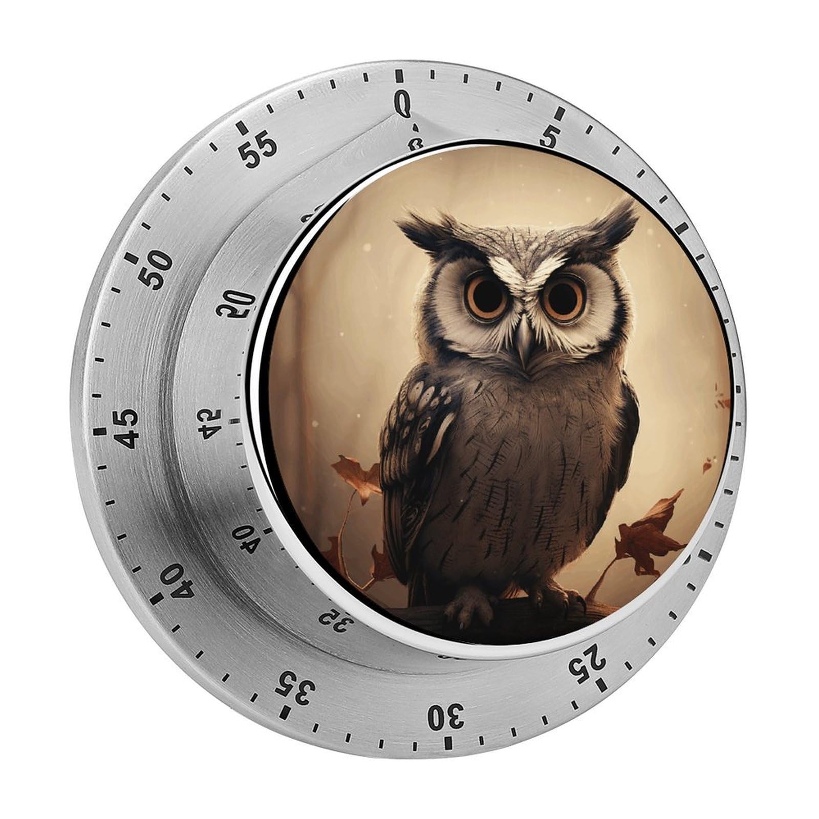 Cute Owl Kitchen Timer Chef Cooking Timers Clock with Loud Alarm Exquisite Stainless Steel Mechanical
