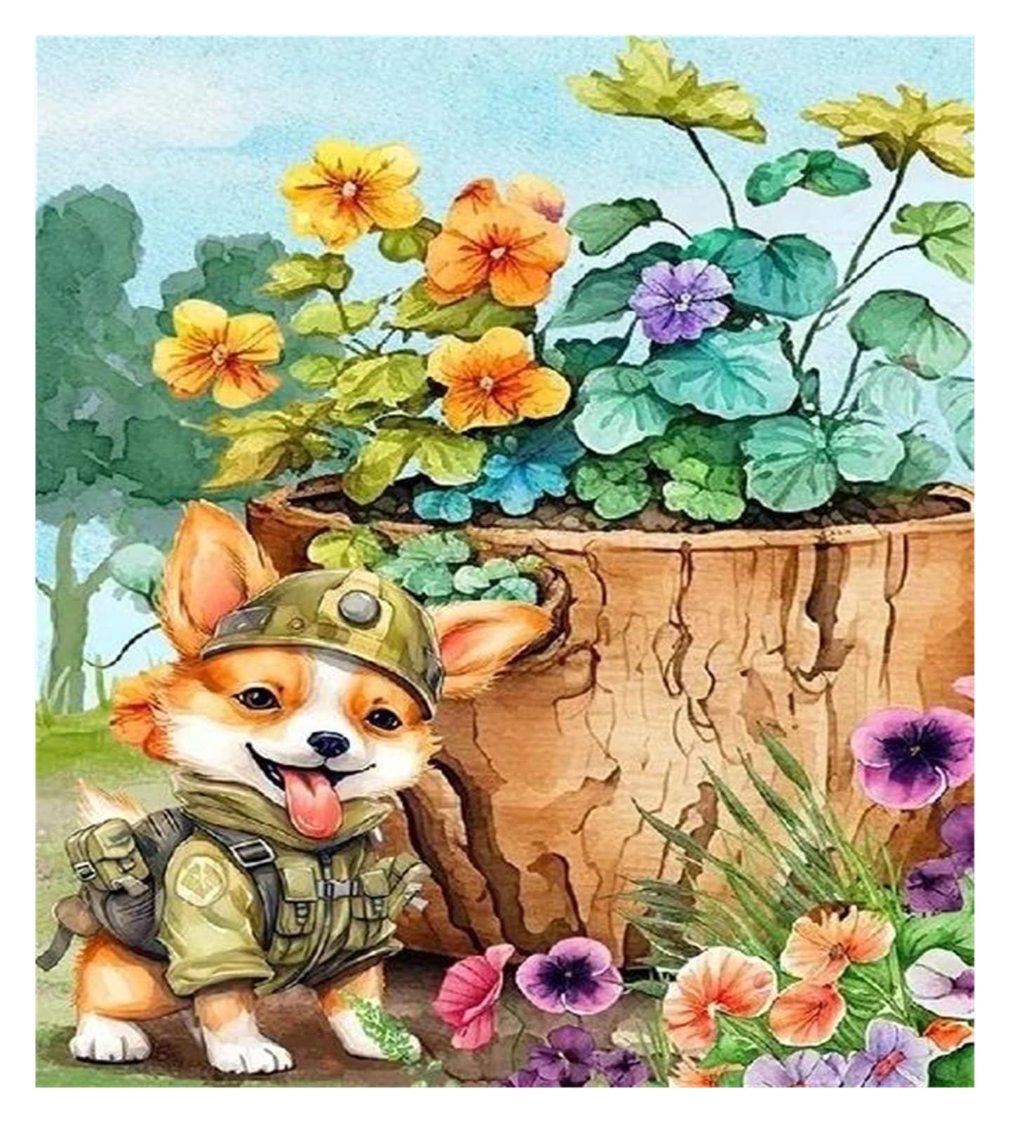 Tableau moderne automne aquarelle sur toile 50x70cm pour salon
