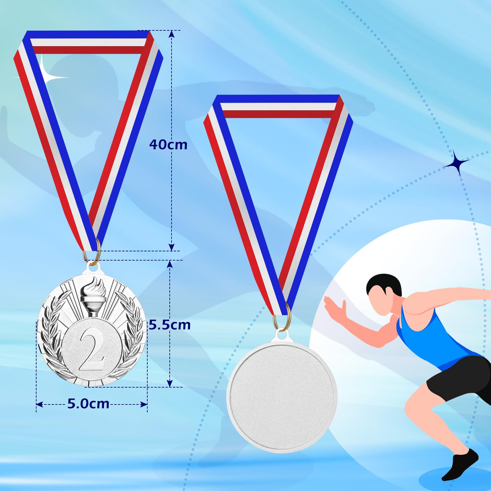 GeeRic 12pz Medaglie d'oro Medaglie per Bambini/Studenti/Giocatore/Atleta Medaglie in Metallo con Nastro Collo Vincitore di Medaglie per Concorso/Sport/Festa Decorazione