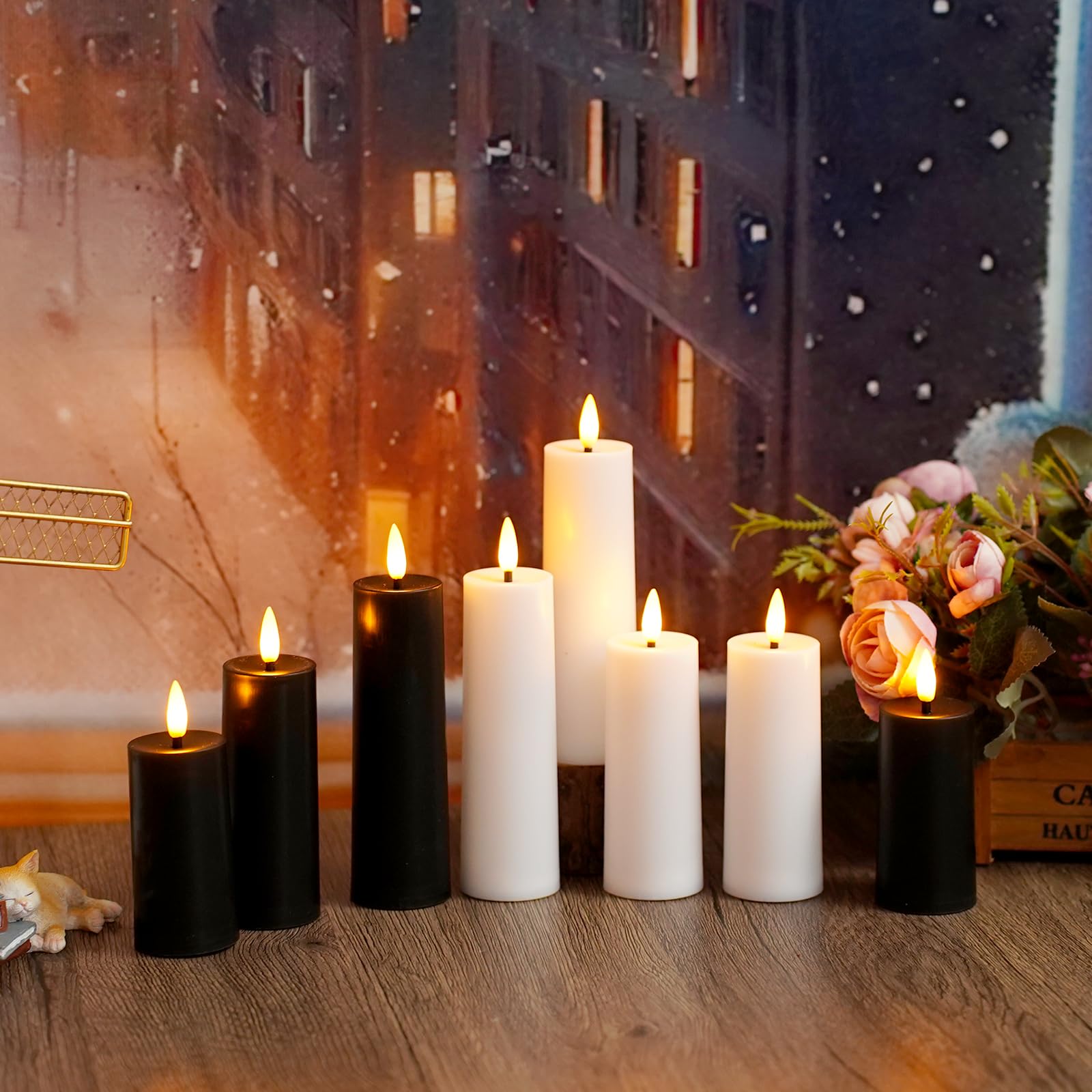 kakoya Paquete de 12 velas LED sin llama con control remoto y temporizador, velas parpadeantes de plástico que funcionan con pilas (1.41 pulgadas de diámetro x 3.5 pulgadas de alto, 4.3 pulgadas de