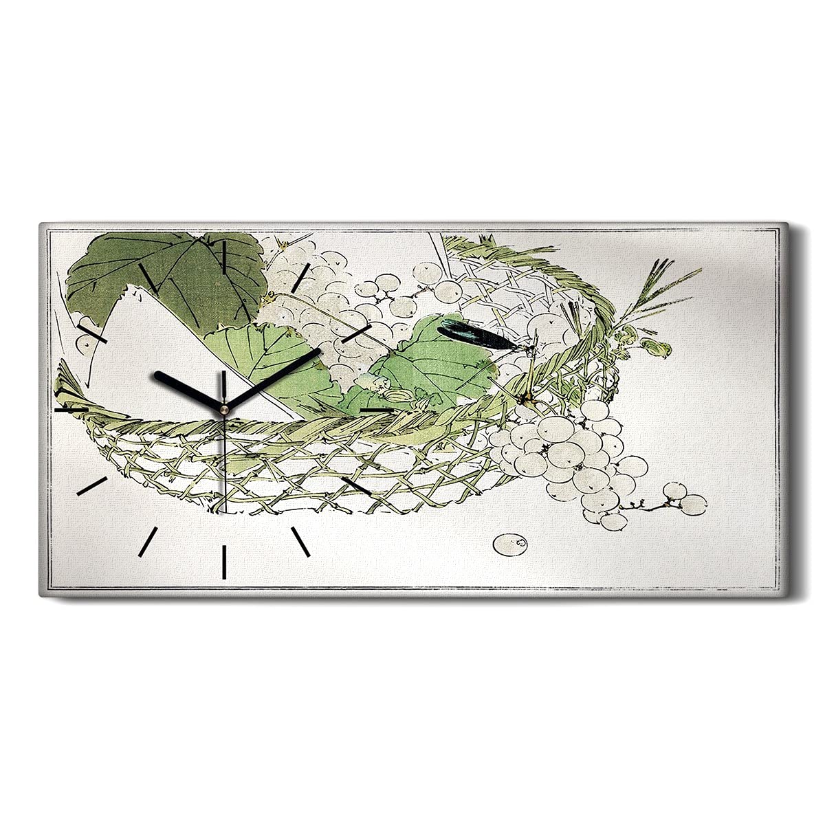 Horloge sur Toile Fruit et Raisins 60x30cm Décoration Murale Salon