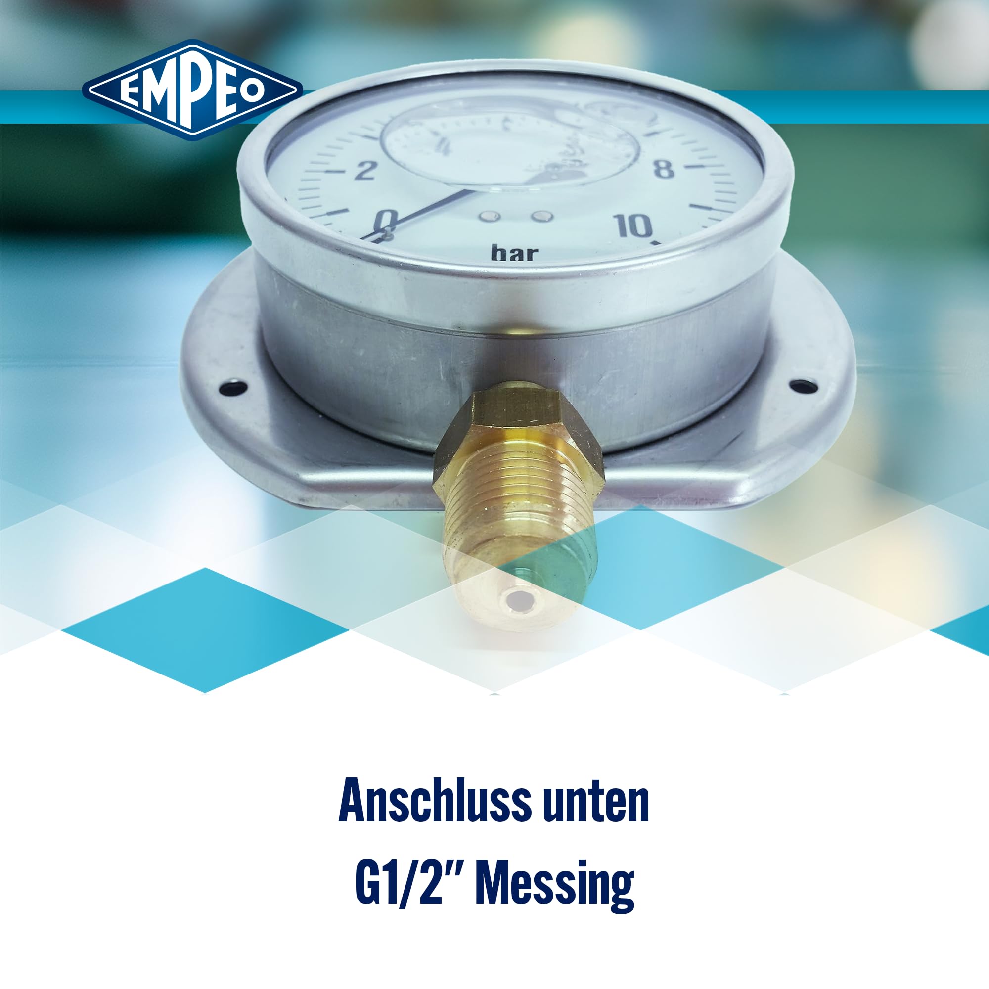 EMPEO by Messbo Pressure Gauge, NG 80 0-25 Bar, 80 mm Diameter, G1/4 EMPEO by Messbo Pressure Gauge, NG 80 0-25 Bar, 80 mm Diameter, G1/4