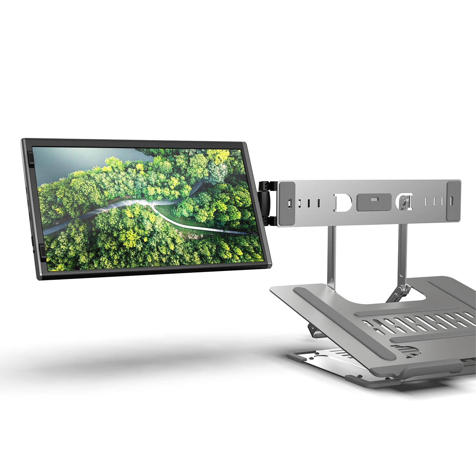 Foldable Metal Extender Display Mount Monitor Holder with Laptop Tray ...