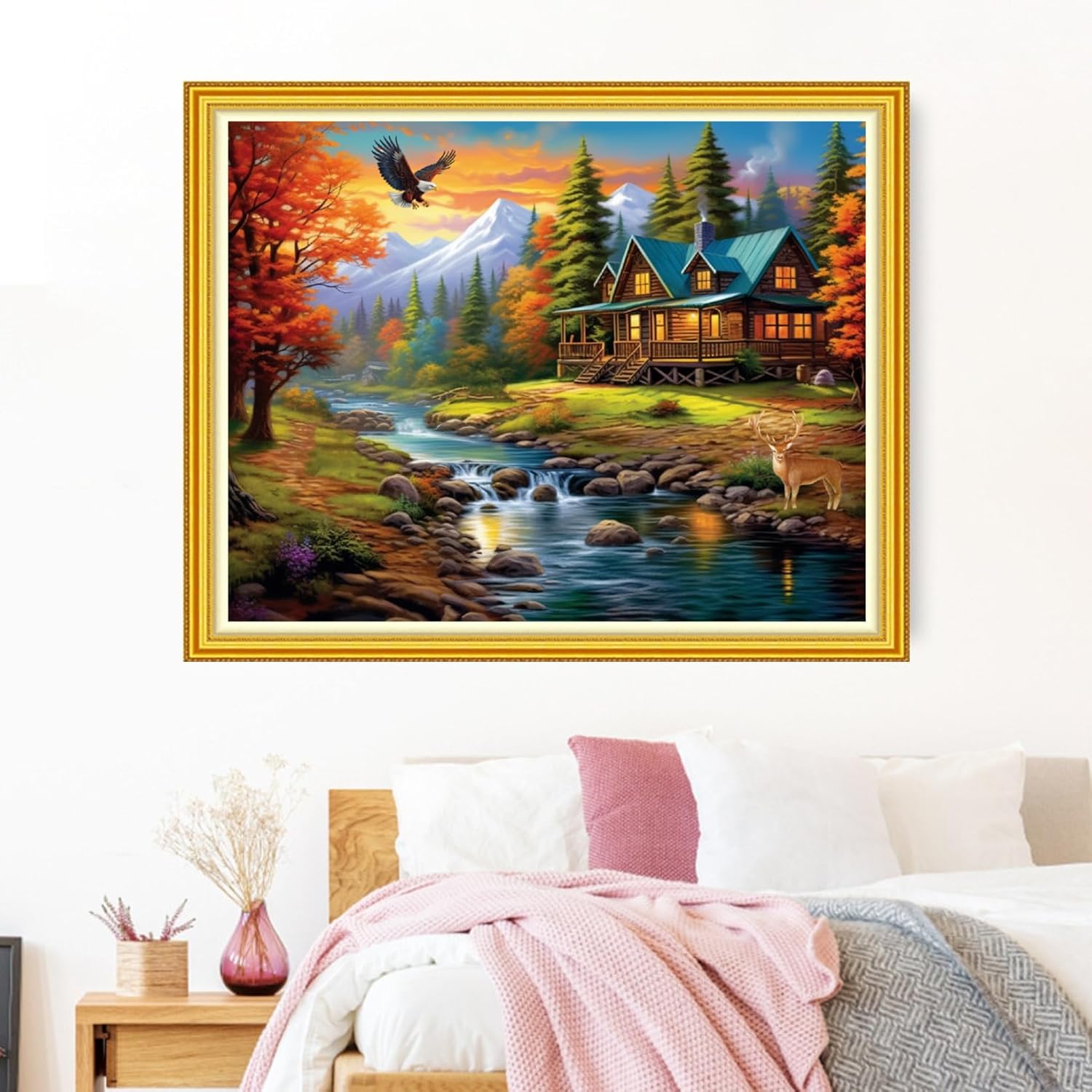 Funxvoot Stamped Cross Stitch Kits Beginners Full Range of Embroidery Kits for Adults 11CT Embroidery Patterns Needlepoint Kits Printed Cross Stitch Kits-Dream House 16x20 inch