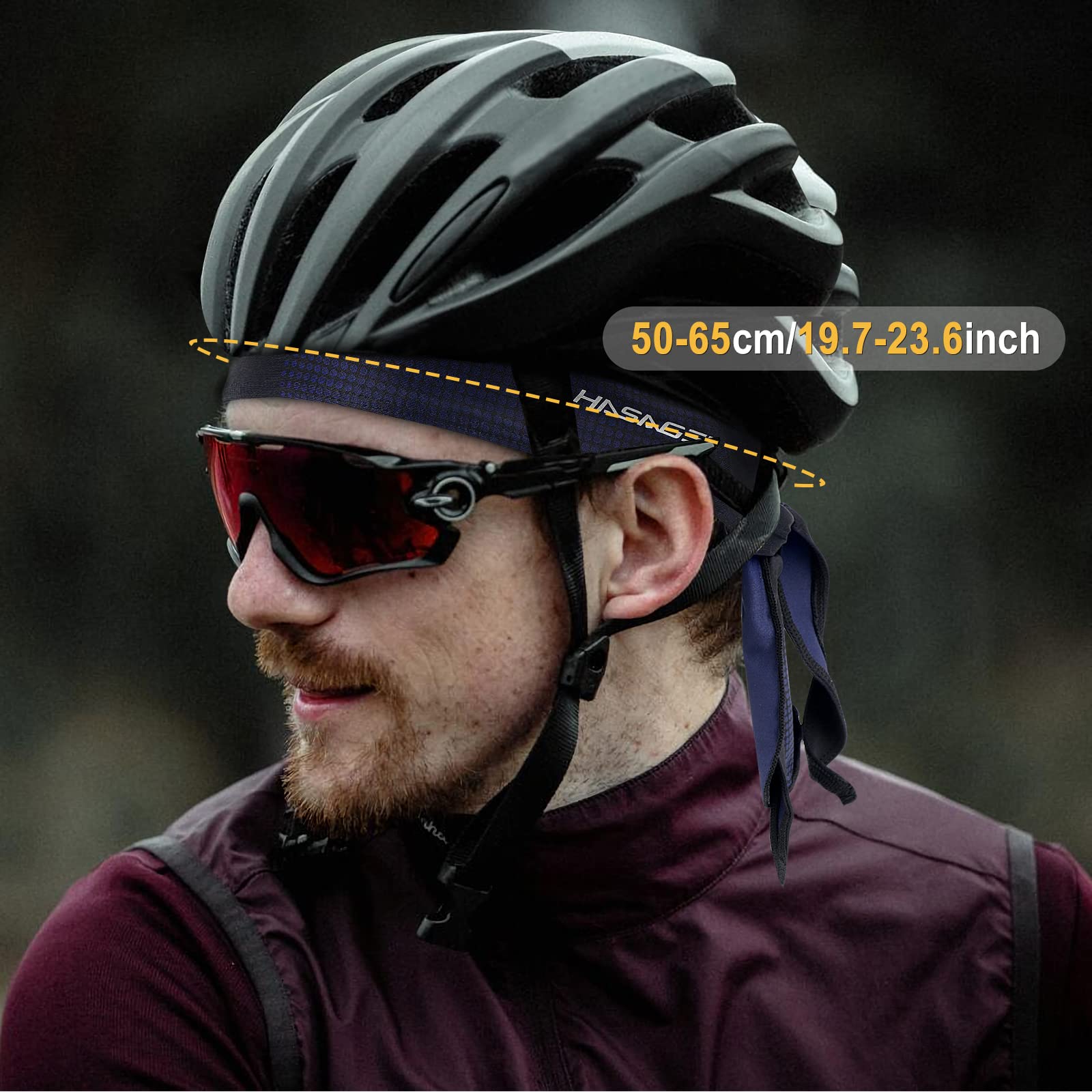 HASAGEI Bandana męska i damska, chusta na głowę, bandana, czapka rowerowa, elastyczna, oddychająca, odprowadzająca pot, szybkoschnąca, sportowa, nakrycie głowy na lato, ciemnoniebieski, jeden rozmiar