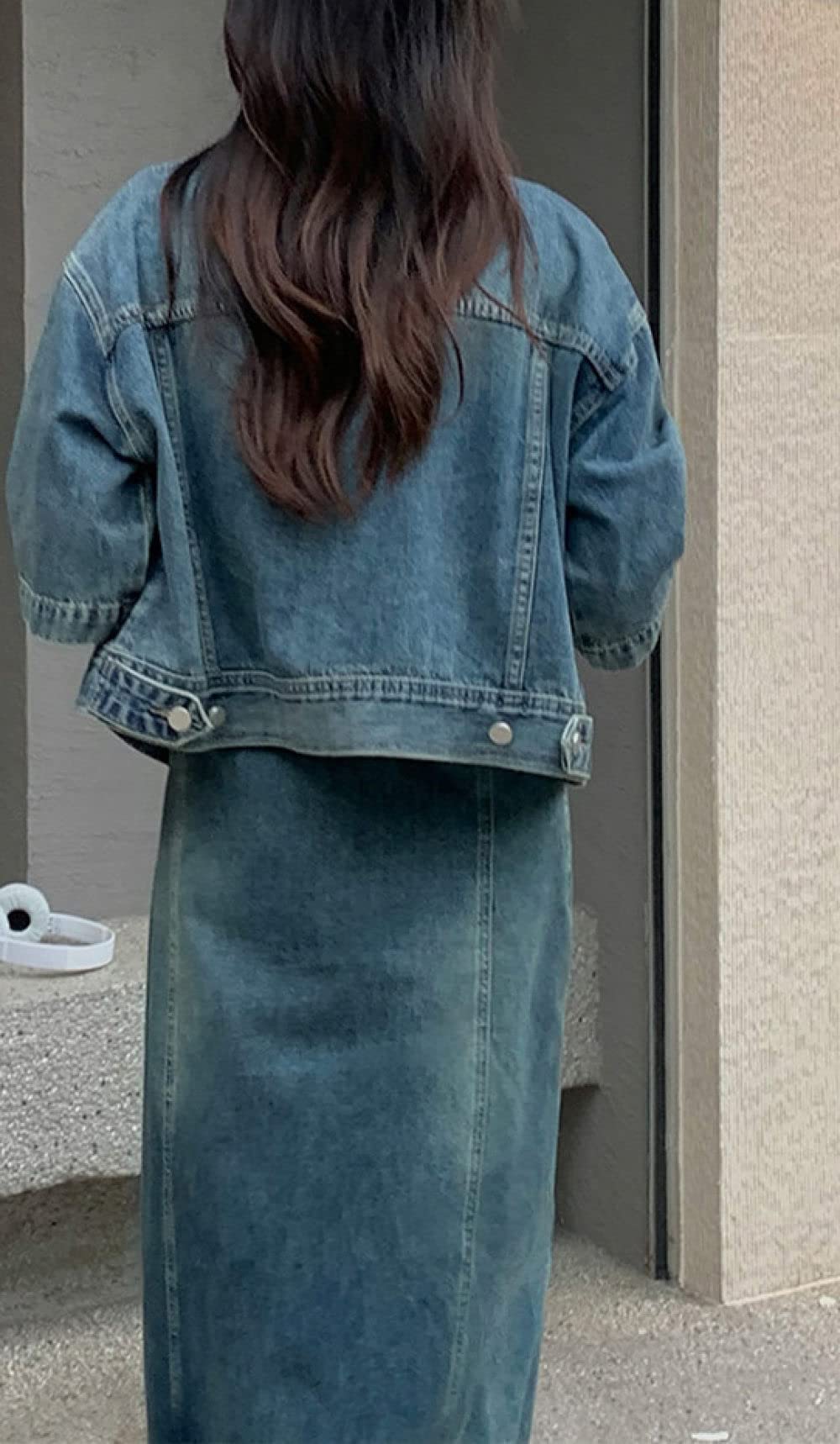 MIDJ Damen-Hemd Mit Knopfleiste,Damen Distressed Crop Top Jeansblusen Hemd Halbe Ärmel Lässige Knopfhemdjacke Blaues Revers Doppeltaschenblusen Tunika Leichte Jeans Modisches Sweatshirt Für Mädchen