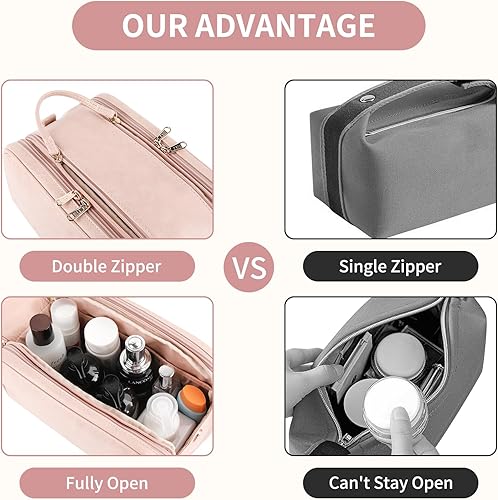 Miniatura 5 de Droombouw Neceser organizador de maquillaje de viaje para mujer, accesorios de aseo cosmético, kit de Dopp de gran capacidad, impermeable, mango