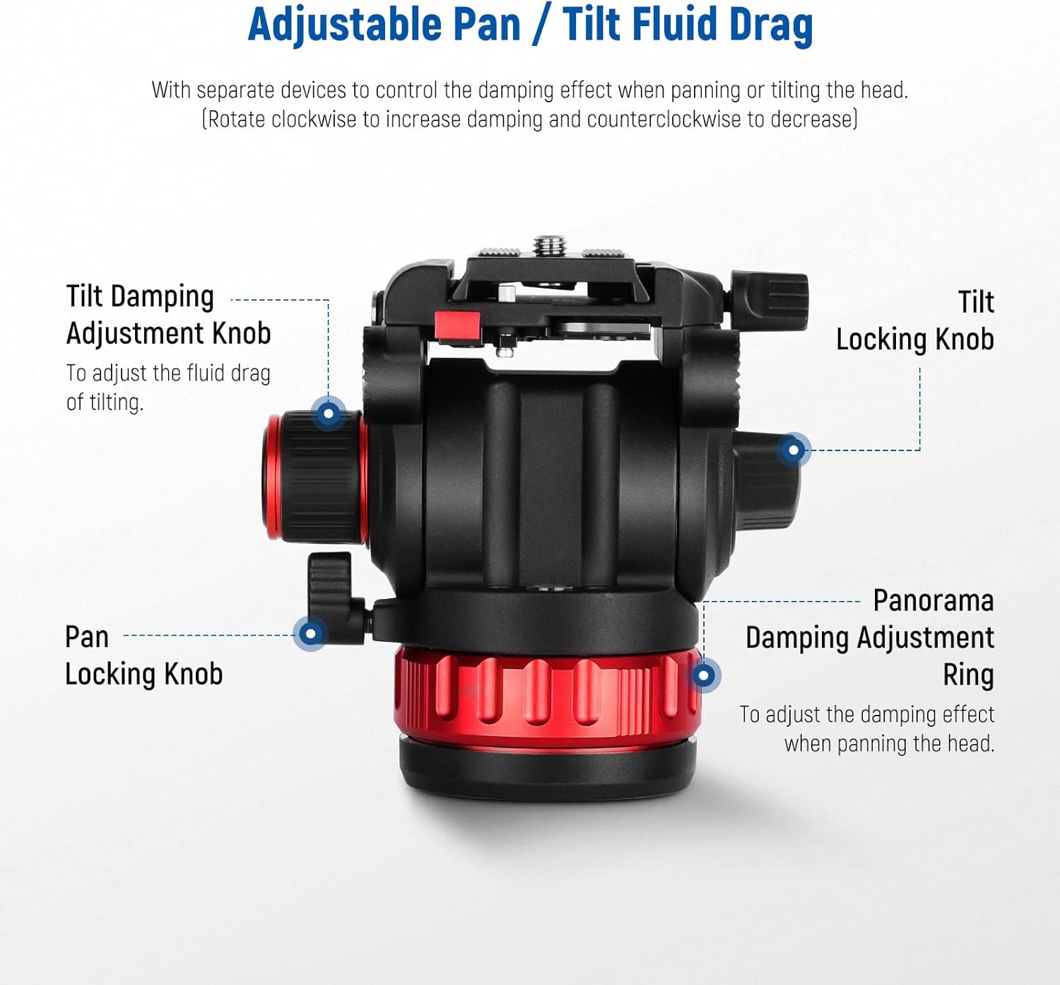 Buy NEEWER 74 Pro Video Tripod with Fluid Head, All Metal Heavy Duty QR