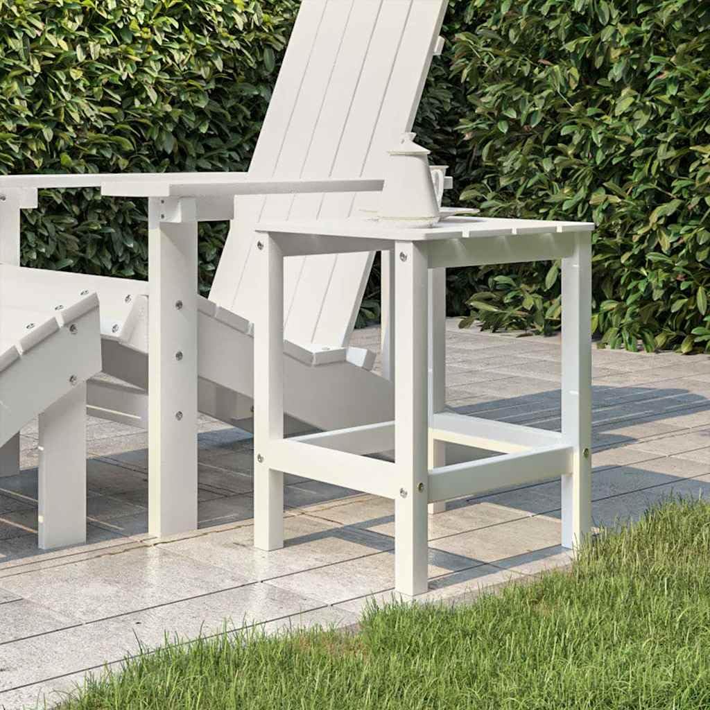 Adirondack Mesa de jardín blanca 38x38x46 cm HDPE Mesa auxiliar