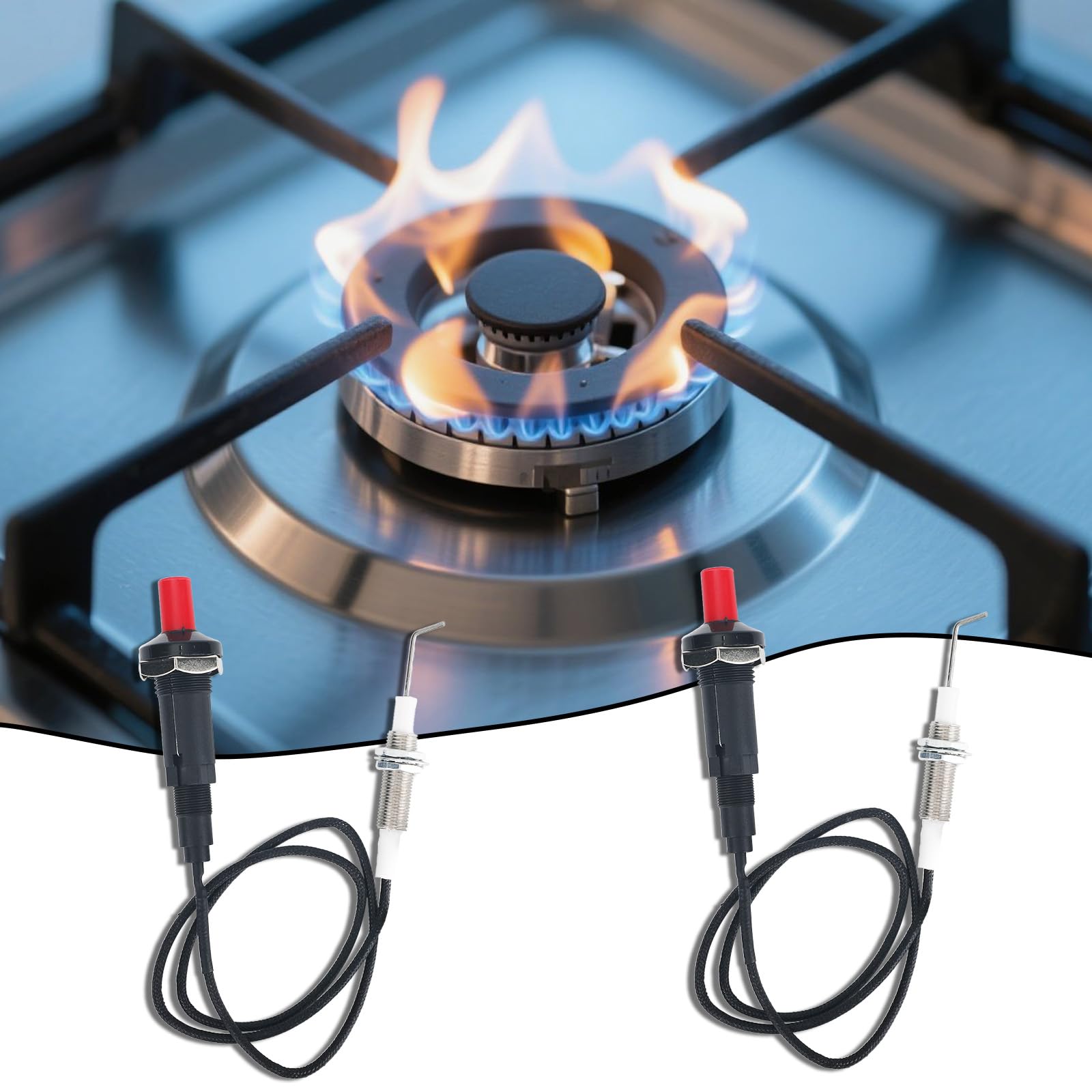 2 Pezzi Accenditore Piezoelettrico Pulsante per Gas Propano, Accenditore Piezoelettrico con Ago di Accensione a Vite Accessori Pratici per Accendisigari da Cucina Forno Camino a Gas