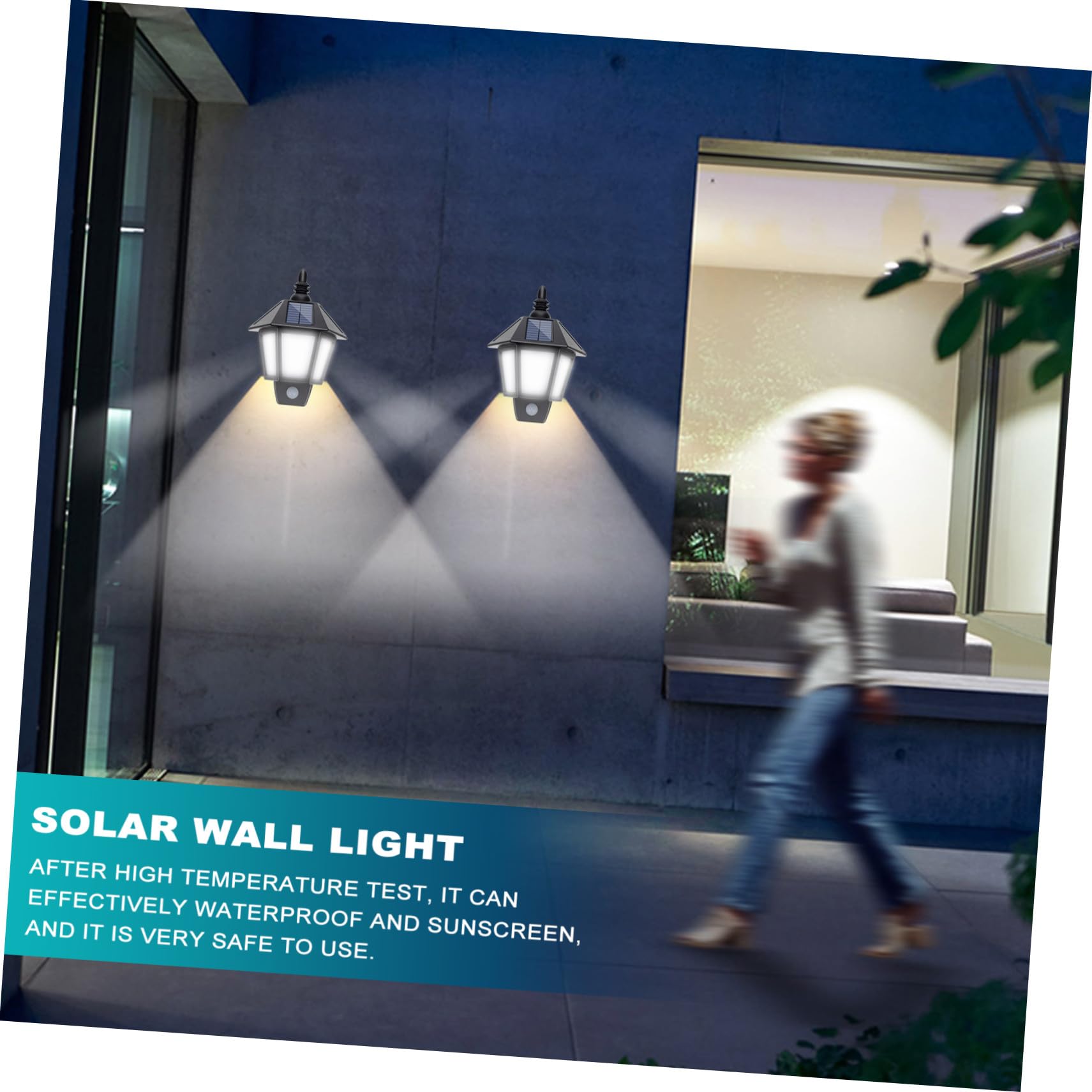 Toddmomy LED Abs Außen für Bewegungsmelder Solar mit Wandleuchte aus Ip55 Schwarzem Material Geeignet für Einfahrt und Gartenbeleuchtung