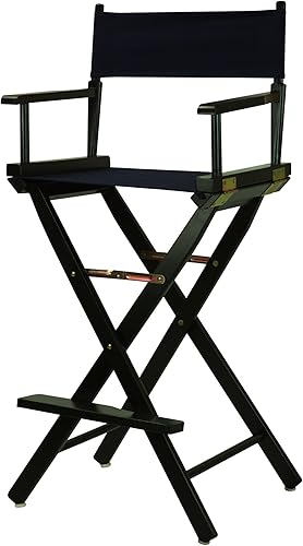 Casual Home - Silla de director de 30.0in, marco negro, con lona azul marino, altura de barra