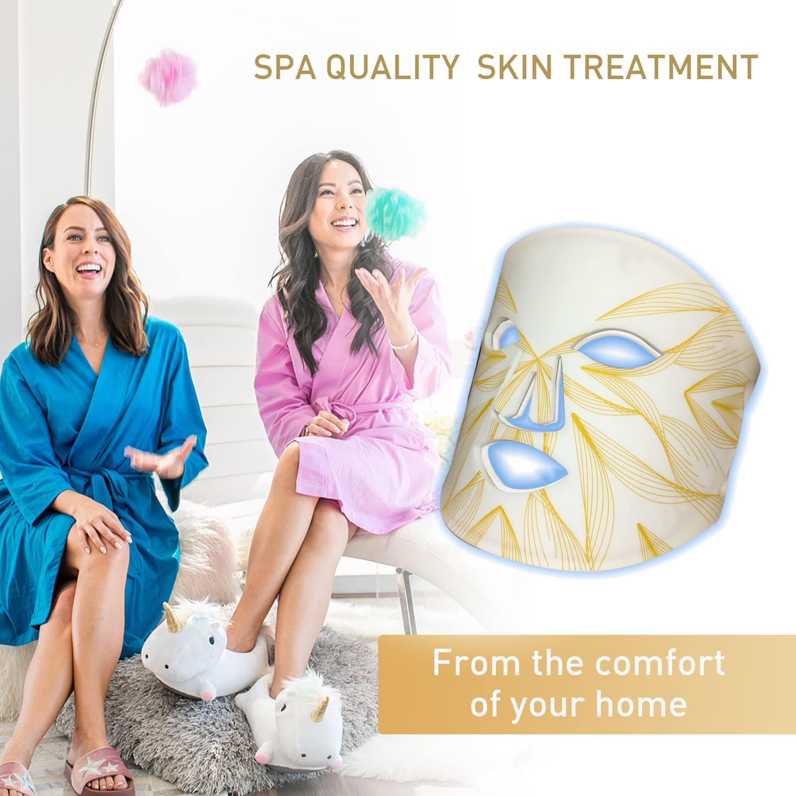 Maschera A Luce LED Antirughe, 4 Colori Maschera per Terapia della Luce, Maschera per la Terapia della Luce del Viso a LED con Telecomando, Sbiancamento Viso
