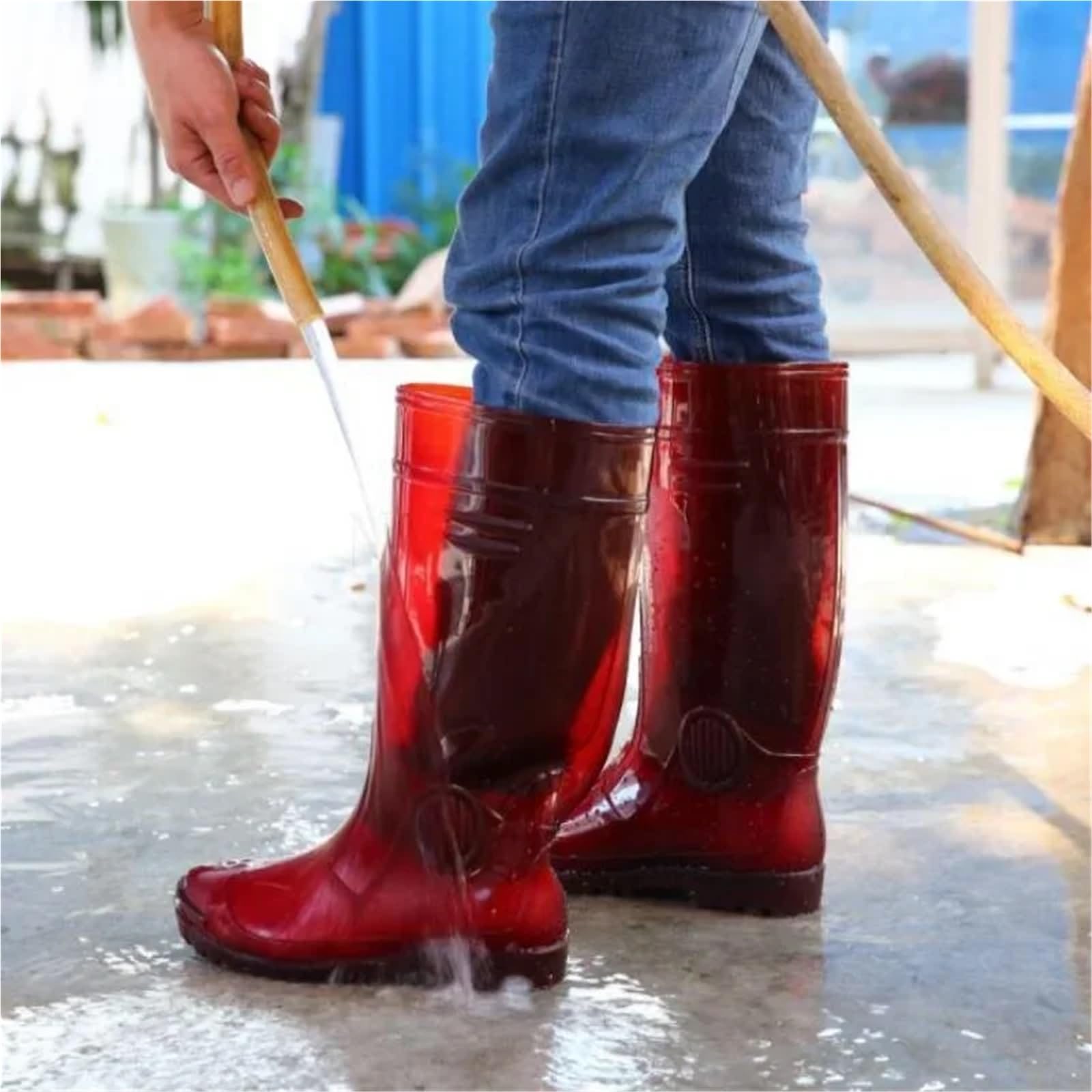 Stivali Uomo Stivali da pioggia da lavoro da uomo, scarpe da acqua impermeabili in PVC, stivali di gomma antiscivolo alti fino al ginocchio, galosce in gomma da uomo