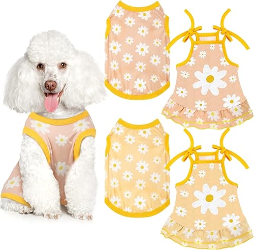 Miniatura 7 de El juego de ropa para mascotas de 4 piezas incluye 2 piezas de bonito vestido para mascotas, precioso vestido de fruta para perro y 2 piezas de