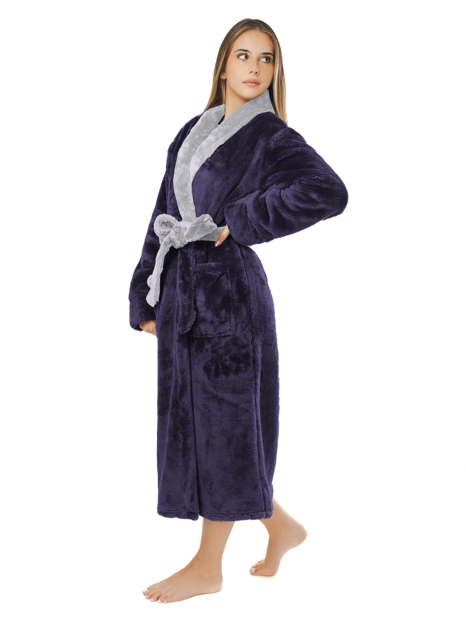LEBENGOOD Accappatoio donna inverno – Accappatoio donna in pile, vestaglia da casa signora, coralina, accogliente, microfibra OEKO-TEX®