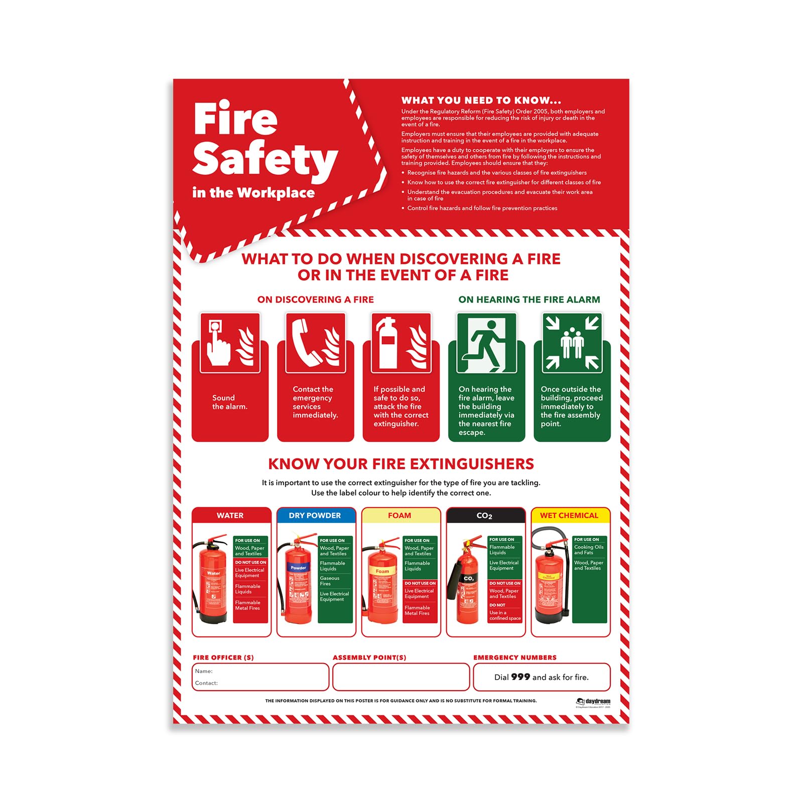 Fire Safety in the Workplace - Health and Safety Posters - A2 (420mm x 594mm) - Laminated - Office and Commercial Wall Charts by Daydream Education.