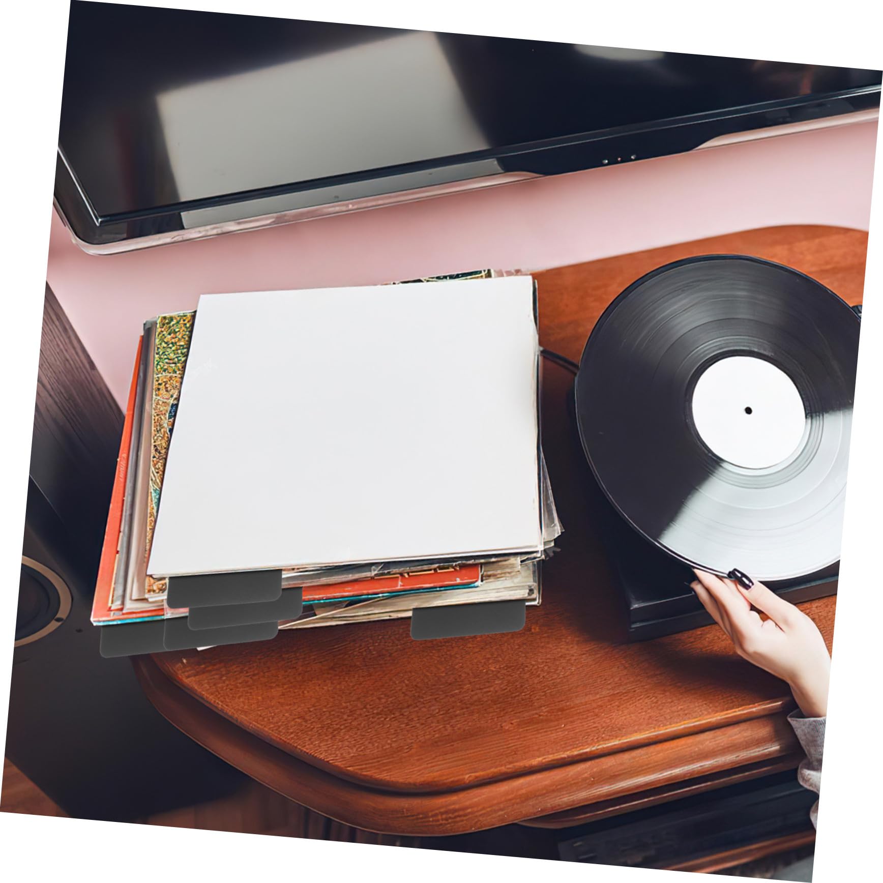 BESTOYARD 20 Stück Teiliges Schwarze Vinyl Buchtrenner mit Beschreibbaren Index Tabs Langlebige Trennwände für Bücher Schallplatten Comic Alben und Fotos Praktische Regalteiler für Flexible
