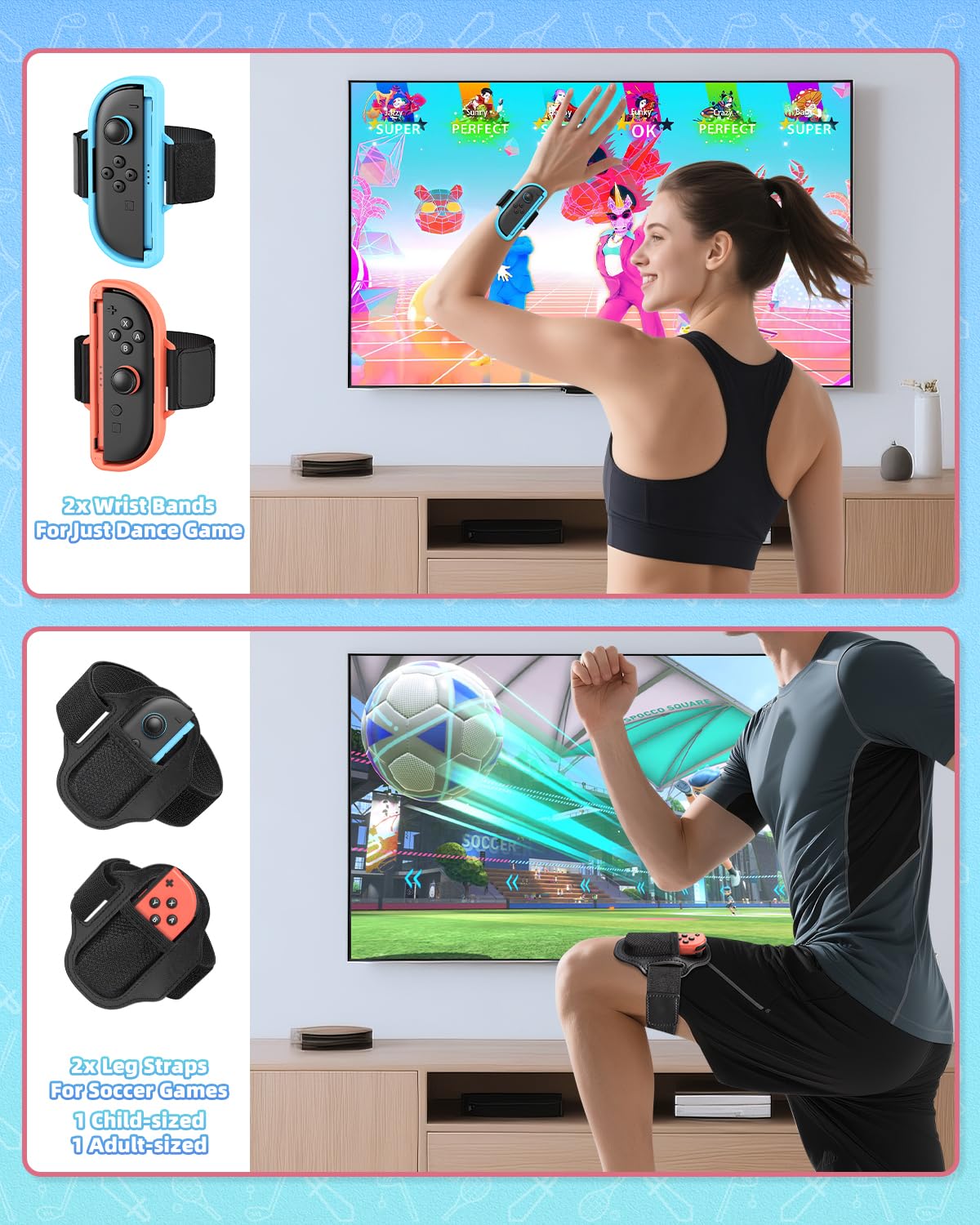 [13 in 1 - for Switch2/1] - Switch Sports Zubehör-Set für Nintendo Switch2/1/ OLED, Familien-Party Sportspiele Kit mit Tragetasche - Kompatibel mit Joy-con 2 & allen Switch Sports-Spielen