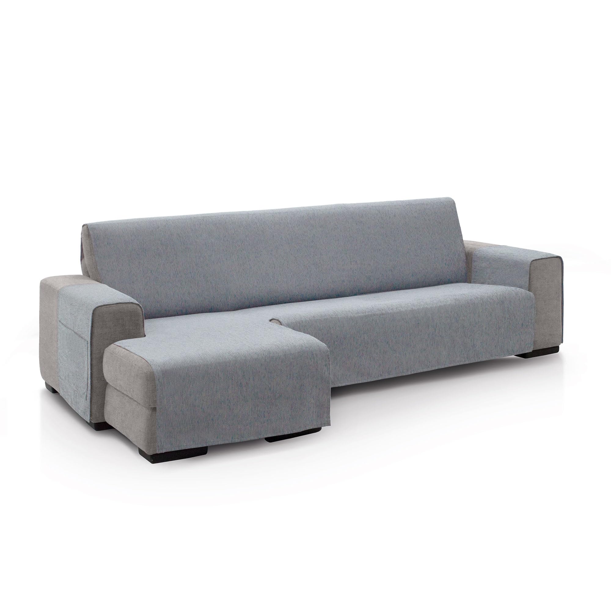 Chaise Longue Sofa Cover for Left Arm Back Size 280 cm - Light Grey Chaise Longue Sofa Cover Soft Touch 100% Made in Spain