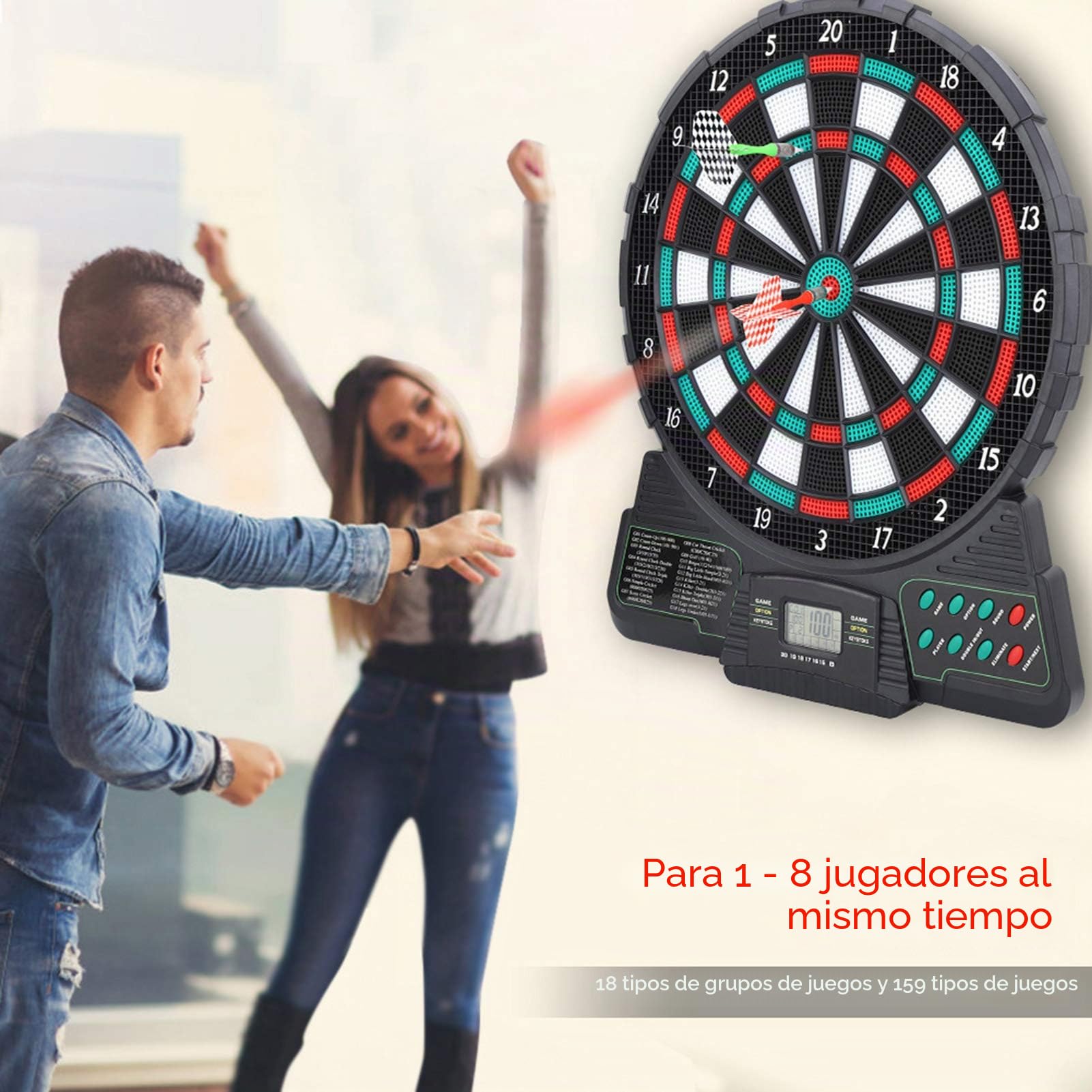 Tablero de Dardos electrónico,Tablero de Dardos Digital con área de Destino de puntuación automática,con Pantalla LCD,admite hasta 8 Jugadores,18 Juegos y 159 Opciones,para público,hogar,Oficina