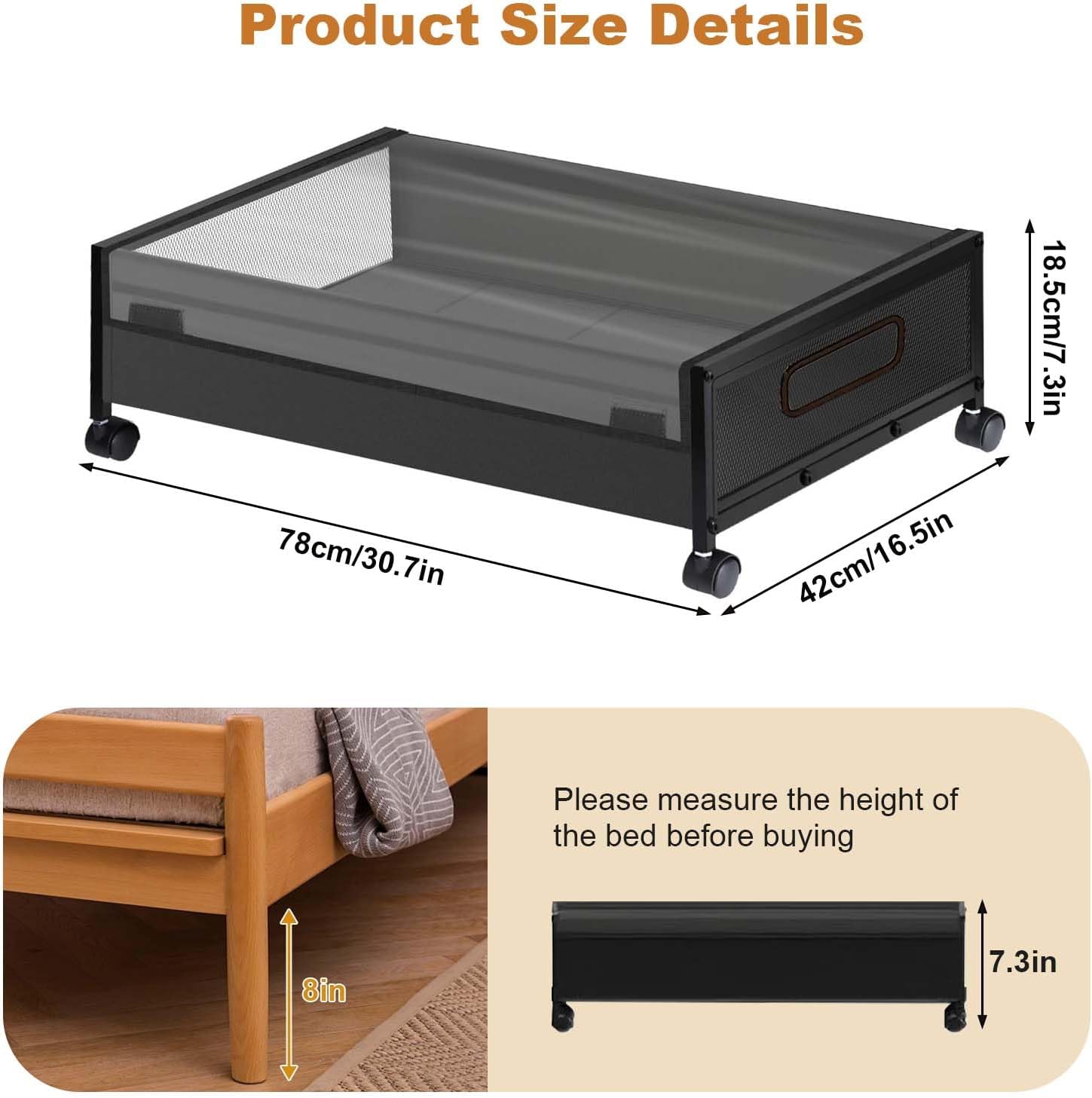 Under Bed Storage with Wheels 2 Pack Rolling Underbed Storage Containers with Clear Lids Low Profile Storage Bins for Clothes Shoes Toys Blankets Space Saving Under Bed Organizer for Bedroom Closet