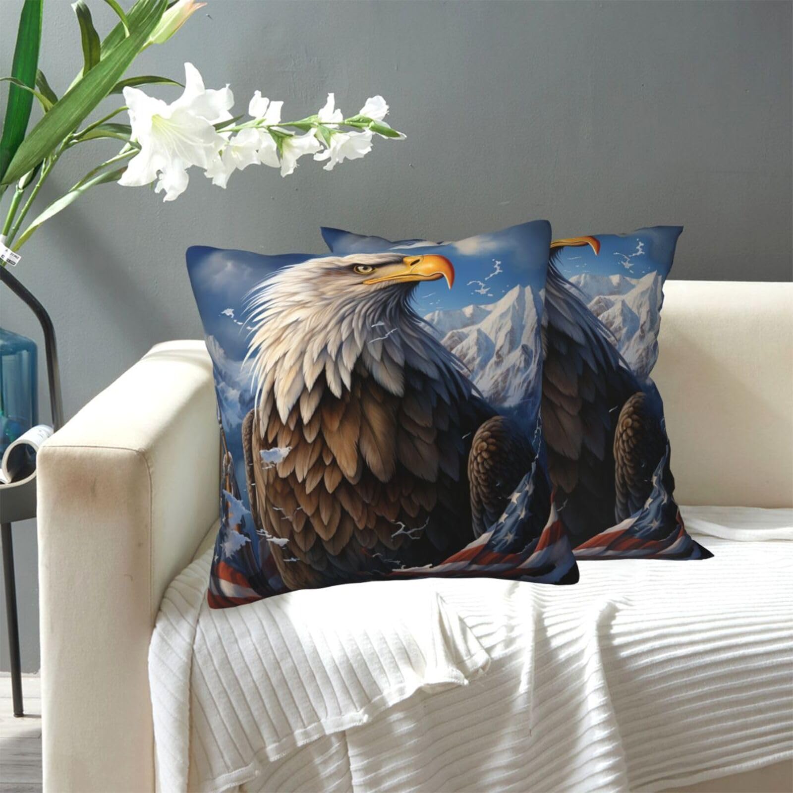 FekiLoot Decorative Throw Pillow Covers Modern Farmhouse Pillowcase Double Sided Cozy Cushion Cover for Sofa Couch Bed 20"X20" Eagle