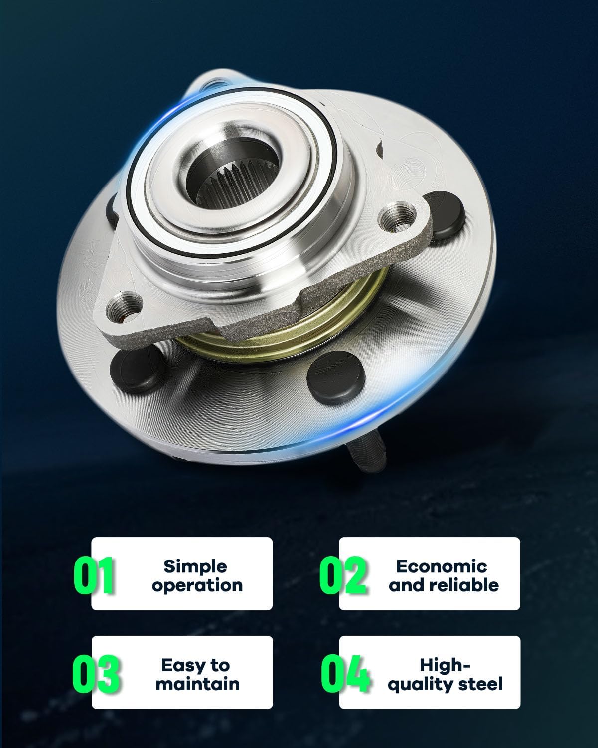 SCITOO 1 x Front Wheel Bearing and Hub Assembly 2002 2003 2004 2005 2006 2007 2008 For Dodge Ram 1500,Without ABS 5-Lug 3.7L 4.7L 5.7L 5.9L 8.3L 515072