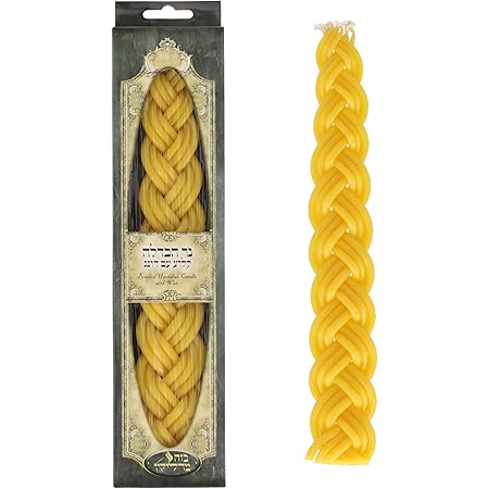 Geflochtene Havdalah Kerze - Blaues Paraffin Wachs - Handgemachte Kerze Für Shabbat Ende - Koscher Judaica