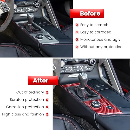 Miniatura 4 de Cubierta protectora del panel de engranajes de control de aspecto de fibra de carbono para Chevrolet Corvette C7 Z06 Z51 ZR1 Stingray Grand Sport