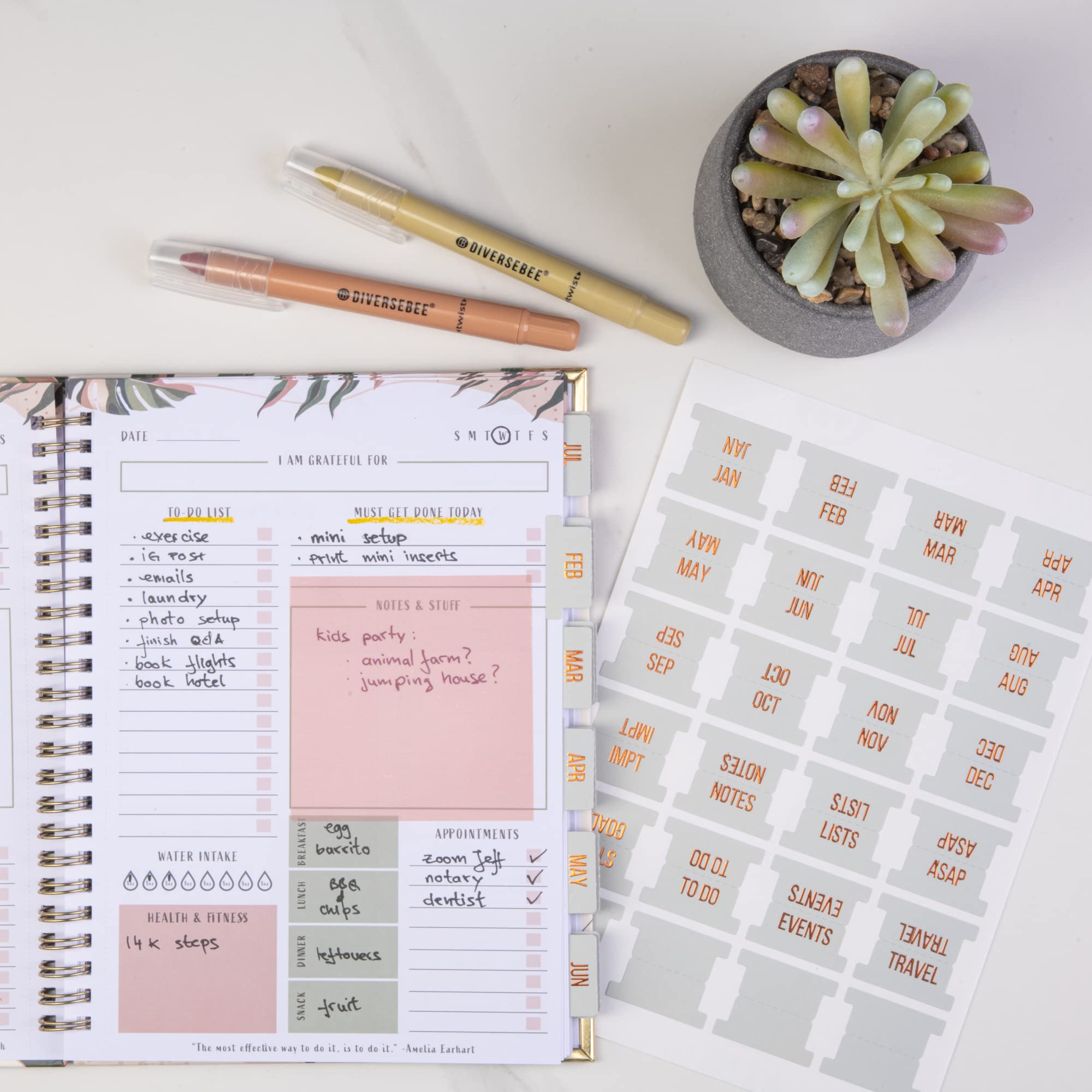 Sticky Tabs DiverseBee Laminated Monthly Tabs For Planners – 24 Peel ...