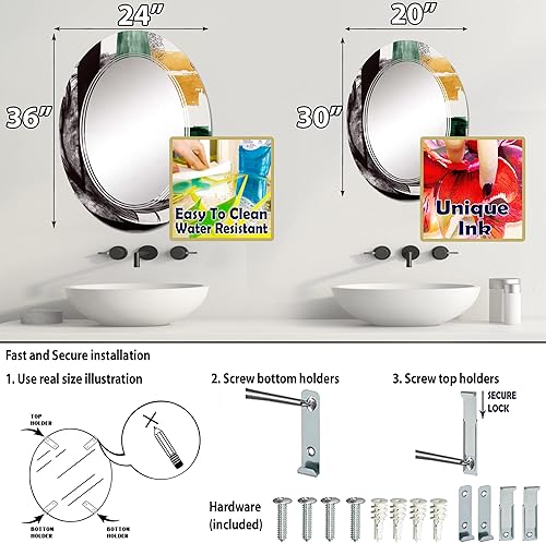 Miniatura 4 de Modern Green Art Deco VI- Vanity Mirror, Bathroom Mirrors, Wall Mirrors for Living Room, Bedroom - Round Mirror - Large 24'x24', 32'x32'