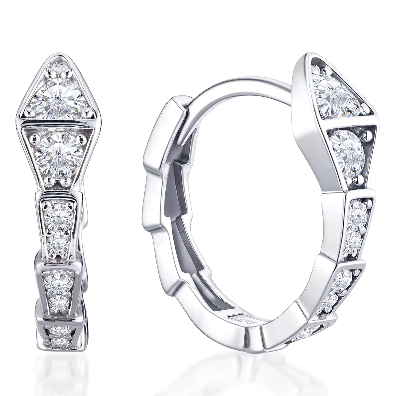 Moissanite Huggie Earrings, D Color, VVS1, 0.48Ct 925 Silver, Hypoallergenic earrings for Sensitive Ears,Moissanite Hoop Earrings for Thanksgiving Valentines Anniversary Jewelry