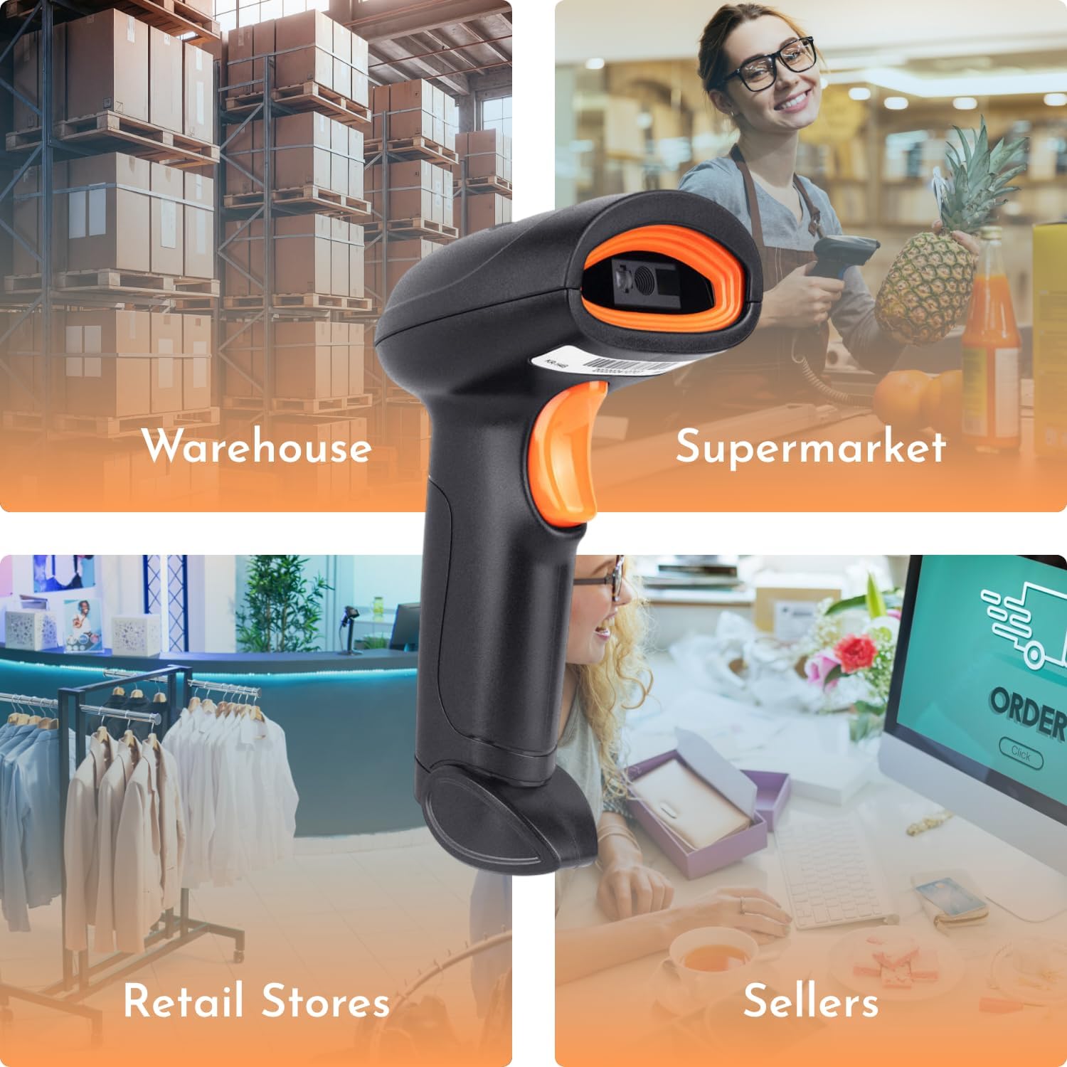 PX40 Wireless 2.4GHz 2D & 1D Barcode Scanner (QR Code & Barcode) | Wired & Wireless(Rechargeable) Connectivity | Strong ABS Body | 1 Year Warranty (B29) 1