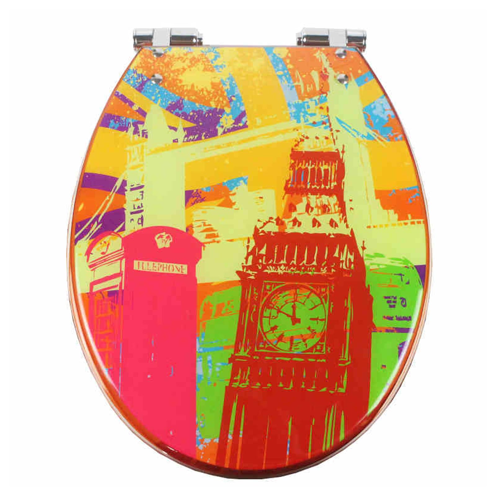 Soft Close Toilet Seat, Transparent Resin Toilet Seat Soft Close for U V O Type Toilets 33-39x42-49cm Multicolor Pack of 1(N Style)