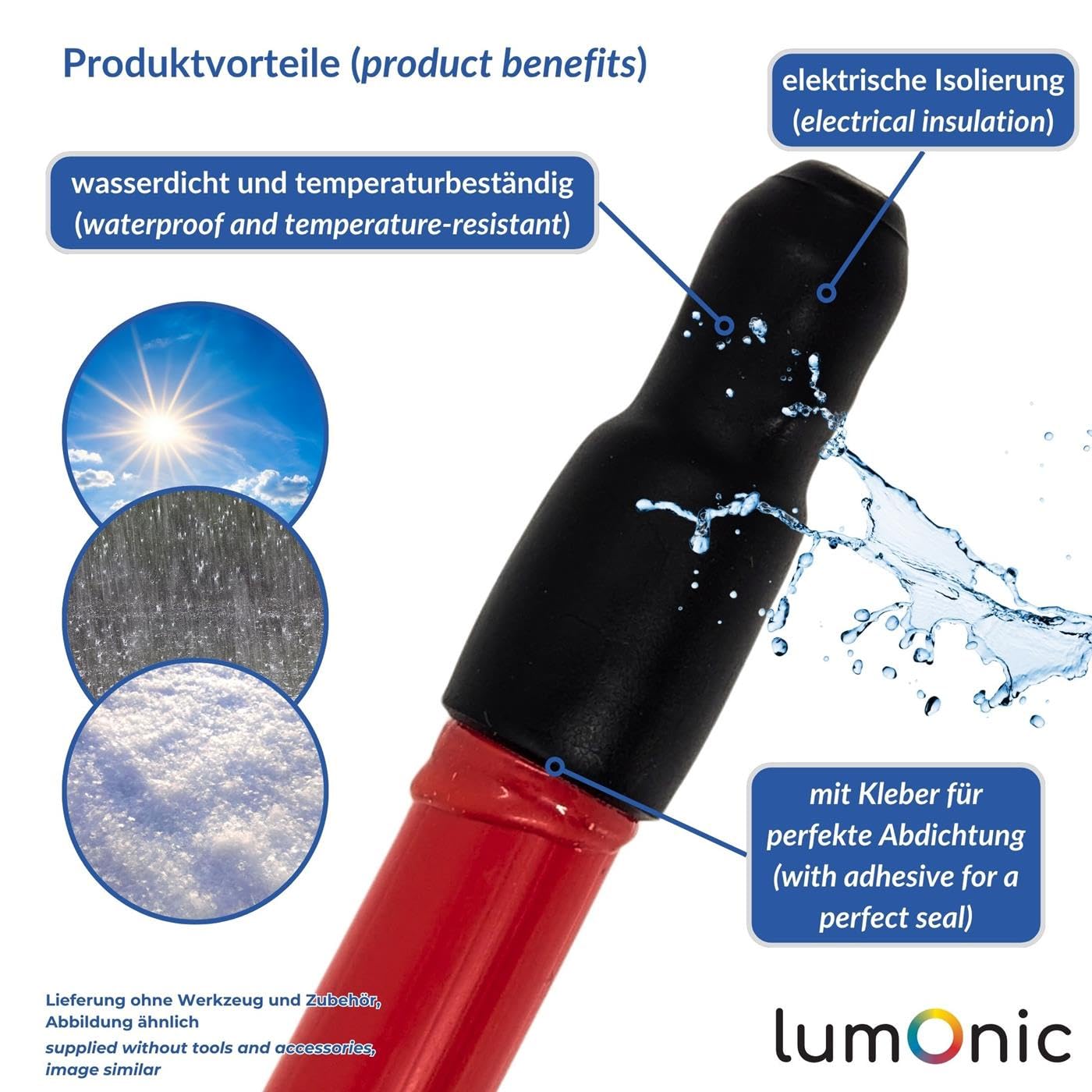 Lumonic I Krimpkap met lijm I 40 -> 15mm I zwart I Verhouding 3:1 I vernet polyolefine I Krimpkous I voor kabels, pijpen en kabels