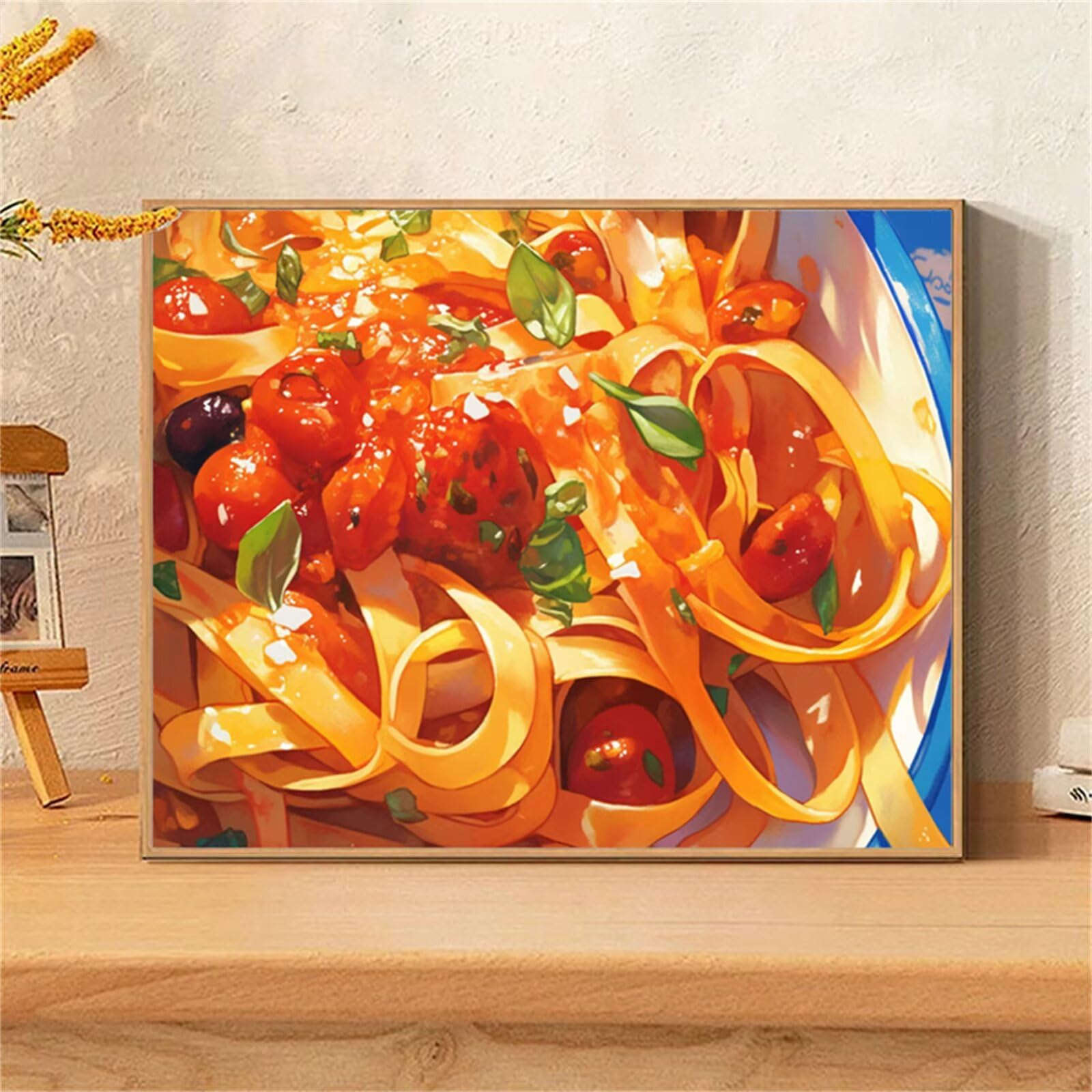 Diamond Painting Erwachsene Nudeln, Essen Diamant Painting Bilder Anfänger/Kinder, 5D Vollbohrer Diamanten Malerei Set Stickerei, DIY Diamant Kunst Kits für Home Wand Dekor Geschenke 75x100cm 0sc892