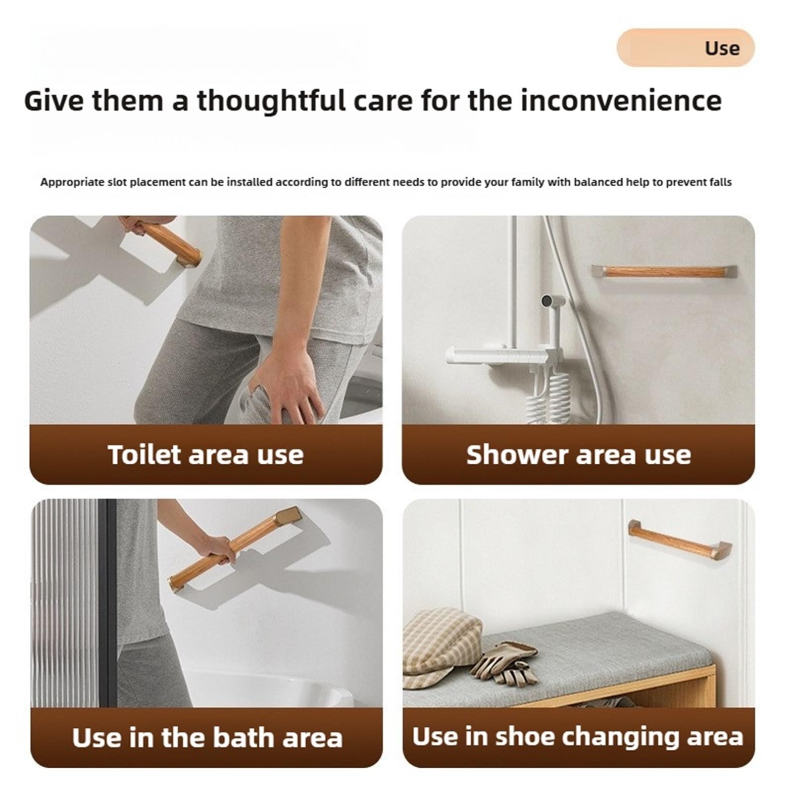 Barras de Apoyo para baños Barra de Apoyo para baño, Antideslizante, Impermeable, para Pasillo, anticaídas, anticorrosión Tirador de baño(Original350mm49)