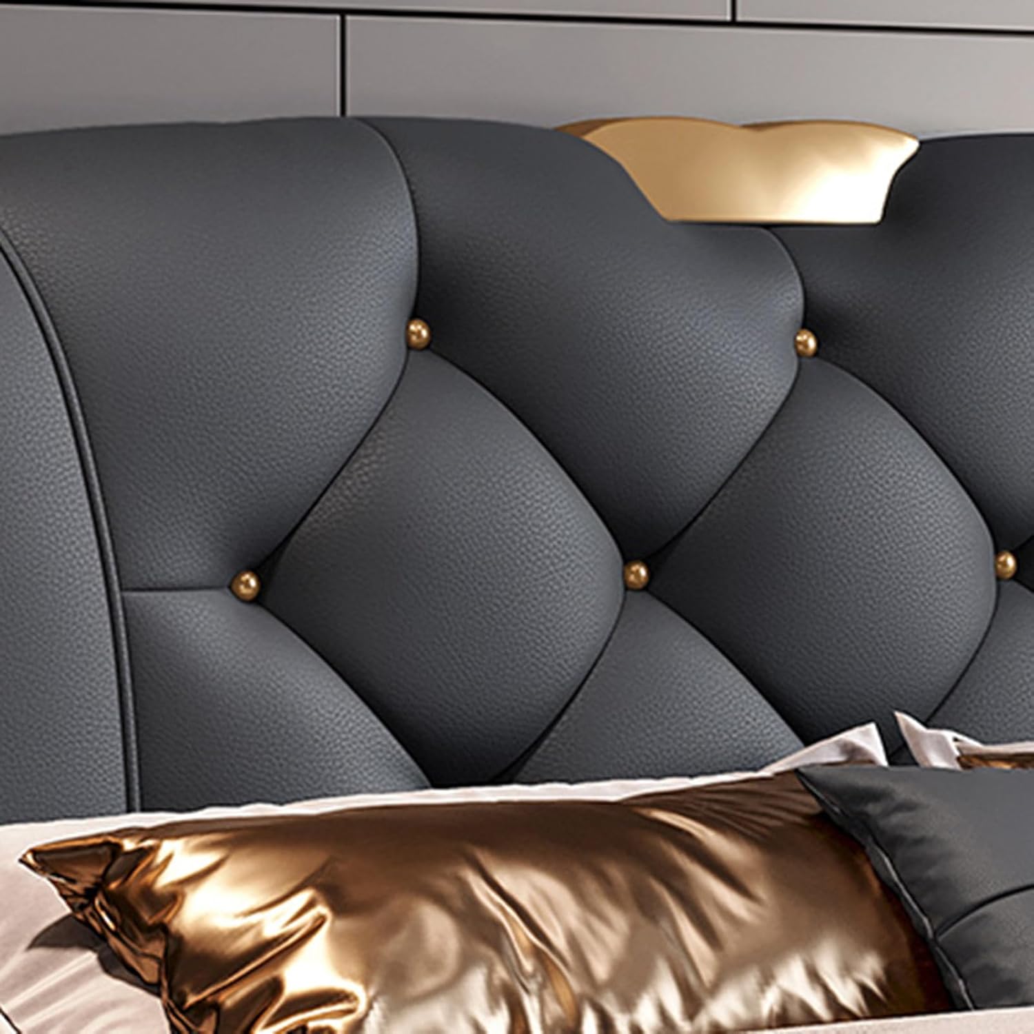 Modern Light Luxury Queen Size Platform Bed Wooden Slats Support Lift Up Storage Bed with Headboard Noise-Free