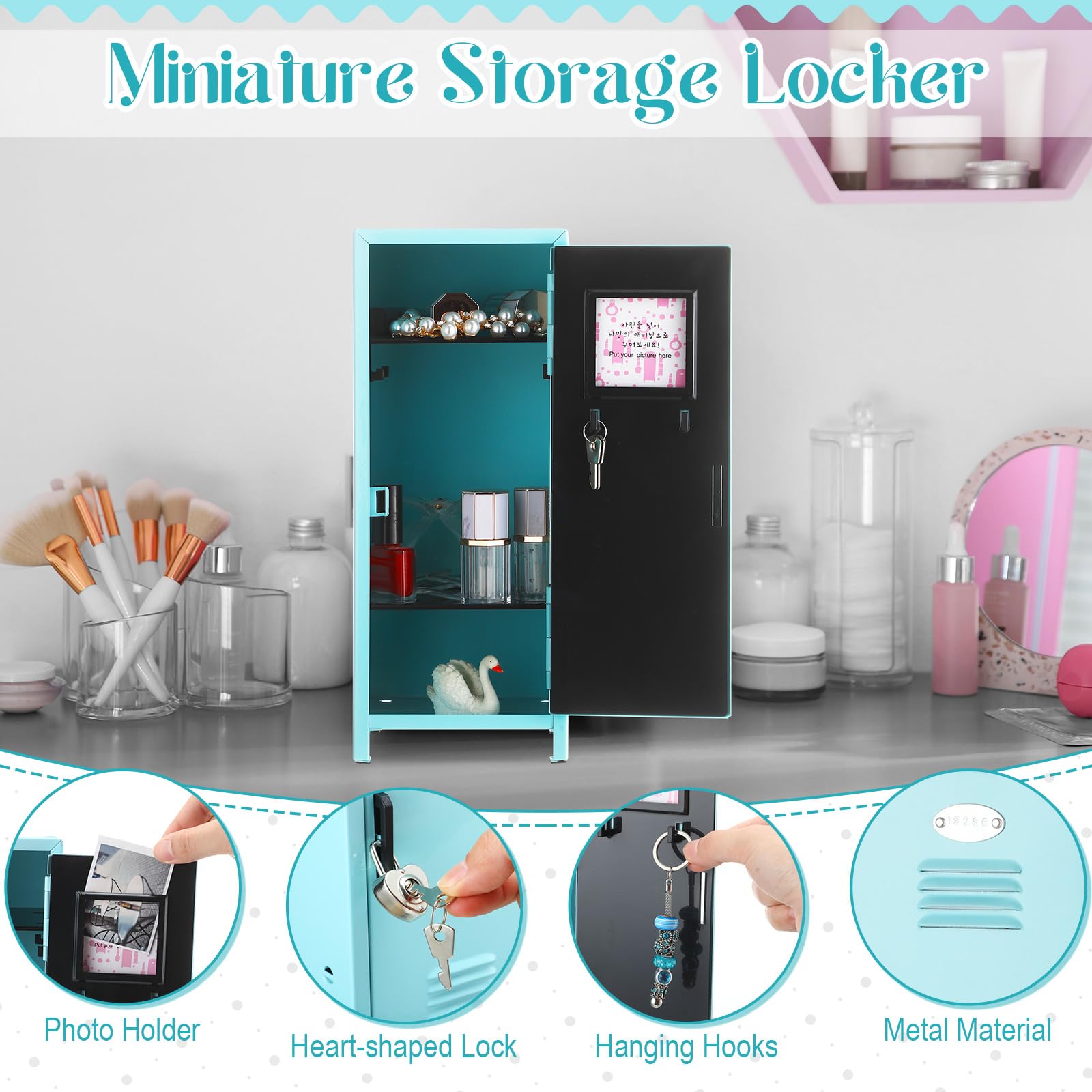 Cute Small Locker With Decorations Mini Locker With Lock & Keys - 10.8 ...