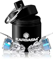 Eargasm Tampões de ouvido de alta fidelidade com filtros azuis – Protetores auditivos reutilizáveis com redução de ruído com estojo de transporte para shows, festivais, raves, músicos, música ao vivo,