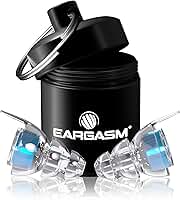 Eargasm Tampões de ouvido de alta fidelidade com filtros azuis – Protetores auditivos reutilizáveis com redução de ruído com estojo de transporte para shows, festivais, raves, músicos, música ao vivo,